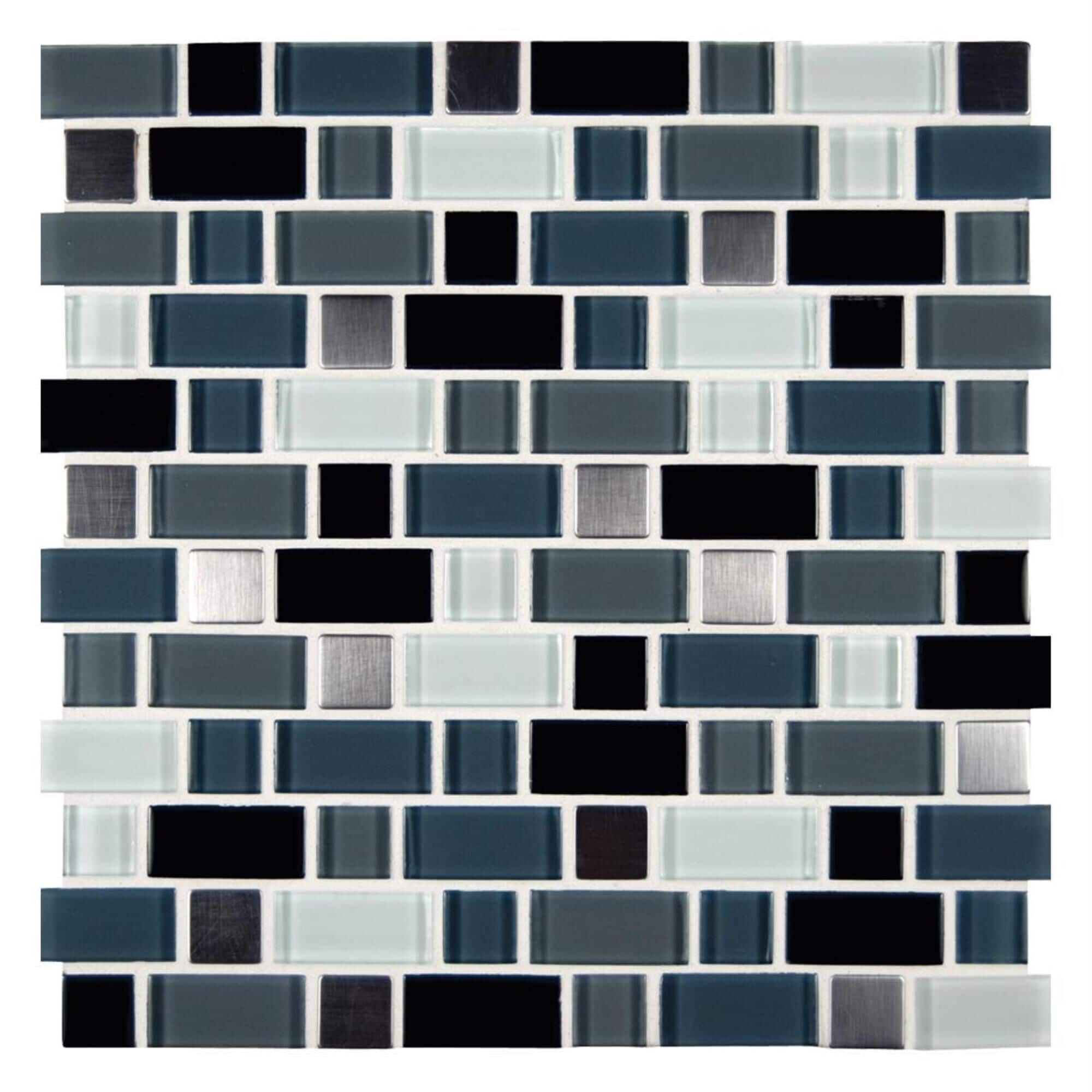 MS International Crystal Cove Blend 12" x 12" Glass Metal Mosaic Sheet, , large