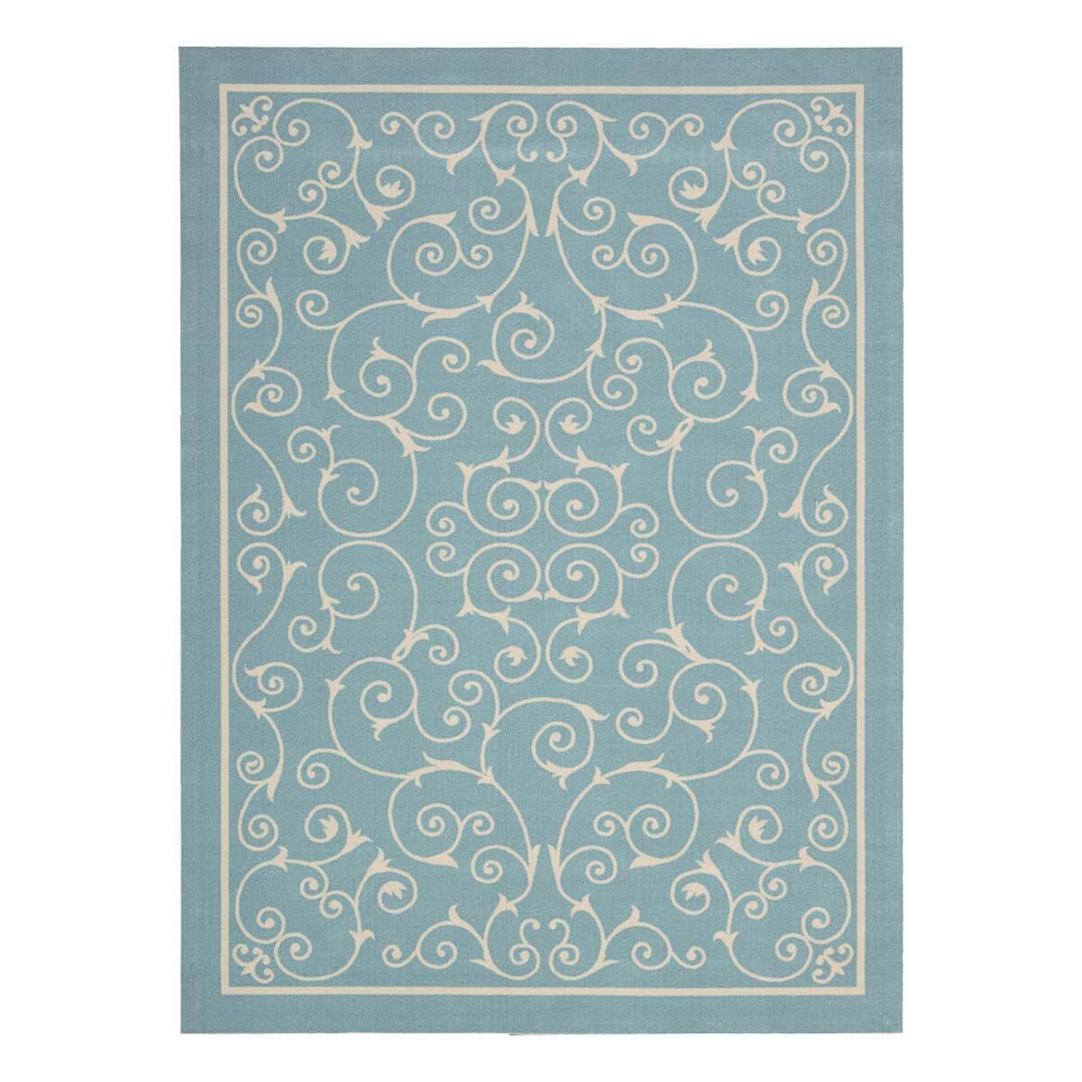 Nourison Home and Garden RS019 5"3" x 7"5" Light Blue Area Rug, , large