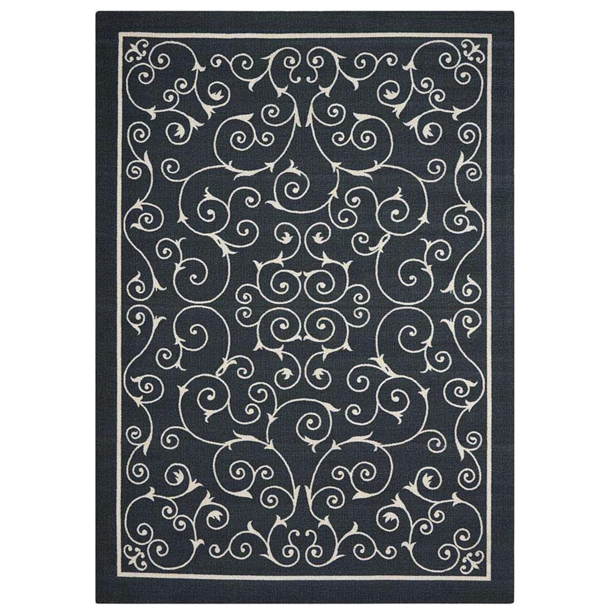 Nourison Home and Garden RS019 7"9" x 10"10" Black Area Rug, , large