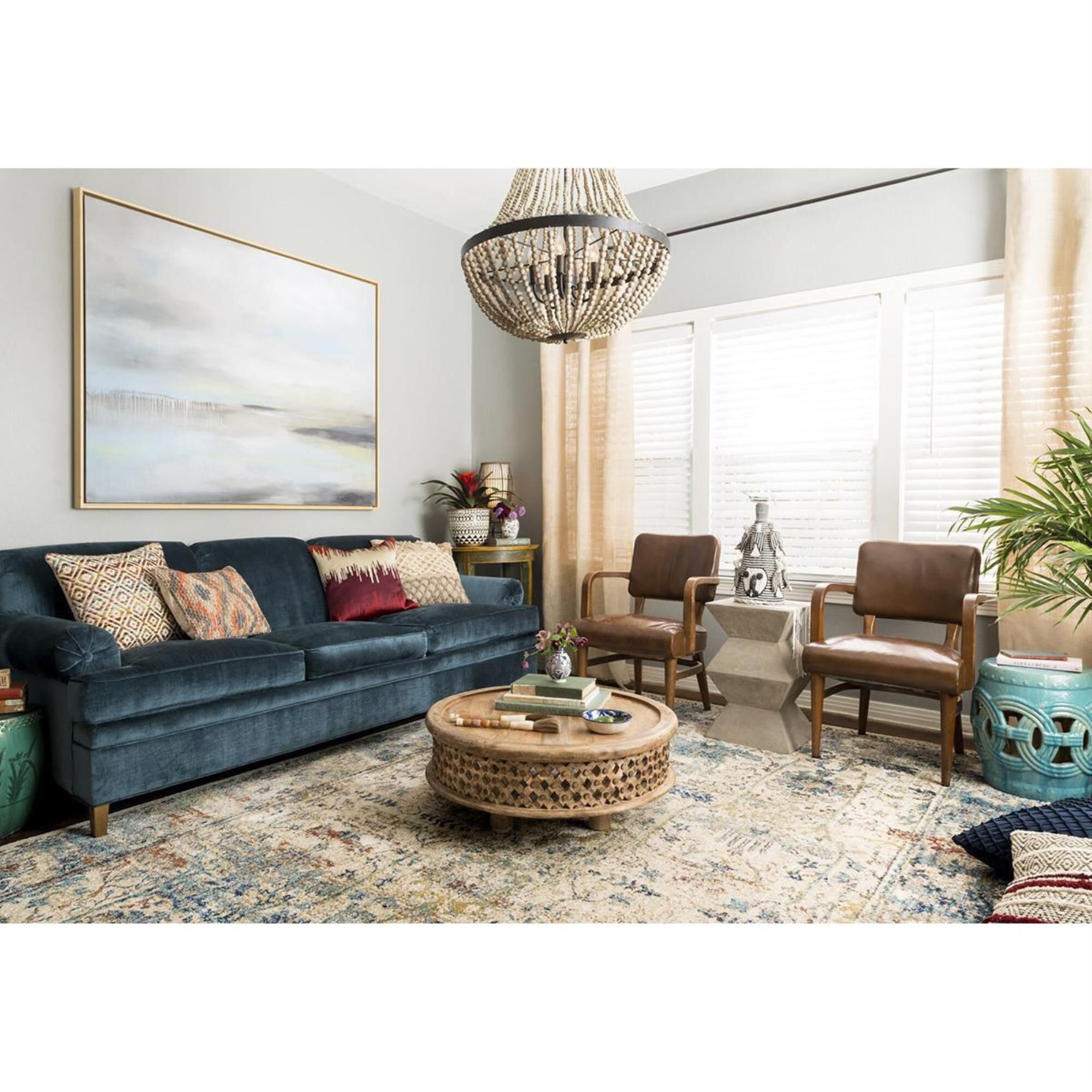 Loloi Anastasia AF-07 5"3" x 7"8" Sand/Light Blue Area Rug, , large