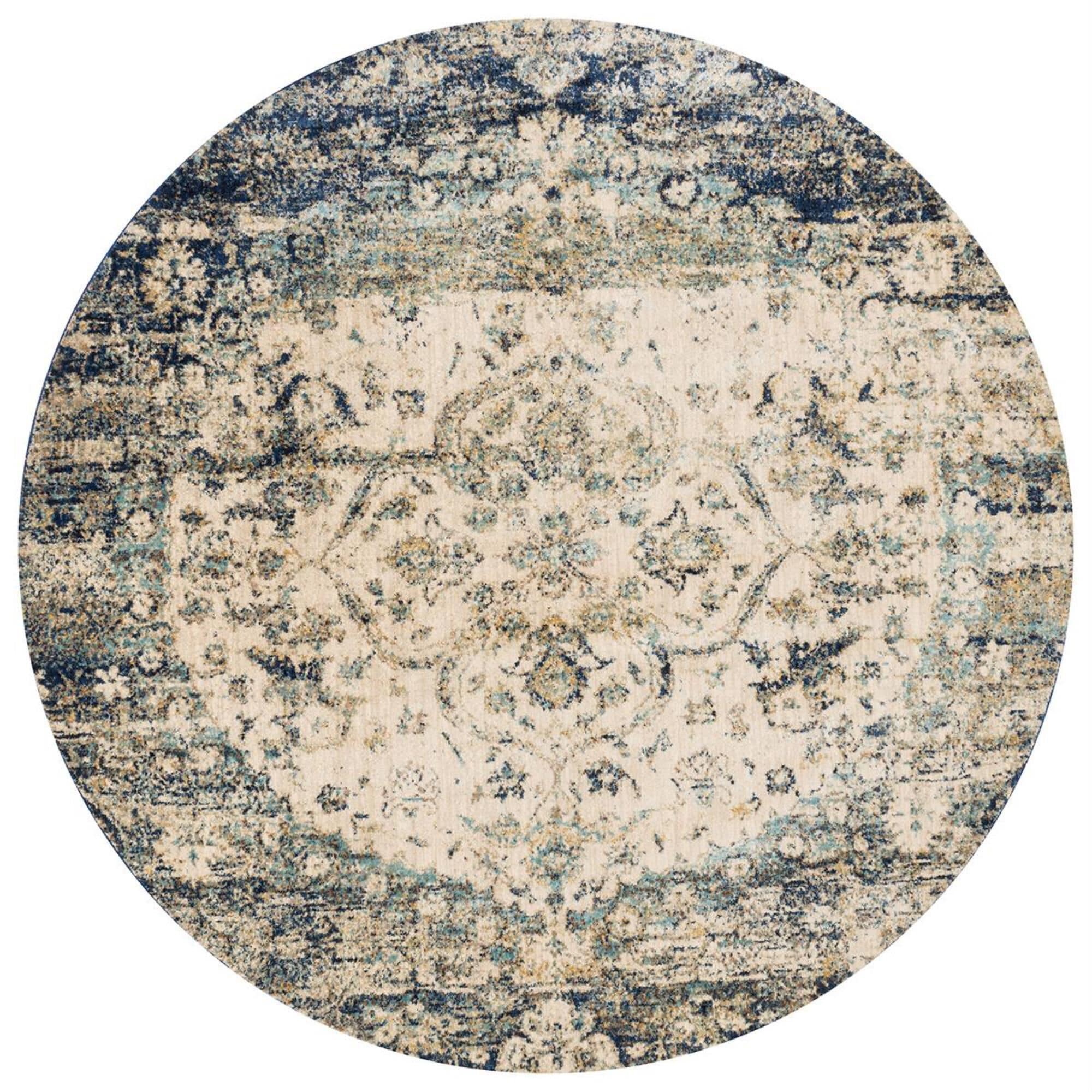 Loloi Anastasia AF-06 5"3" Round Blue/Ivory Area Rug, , large