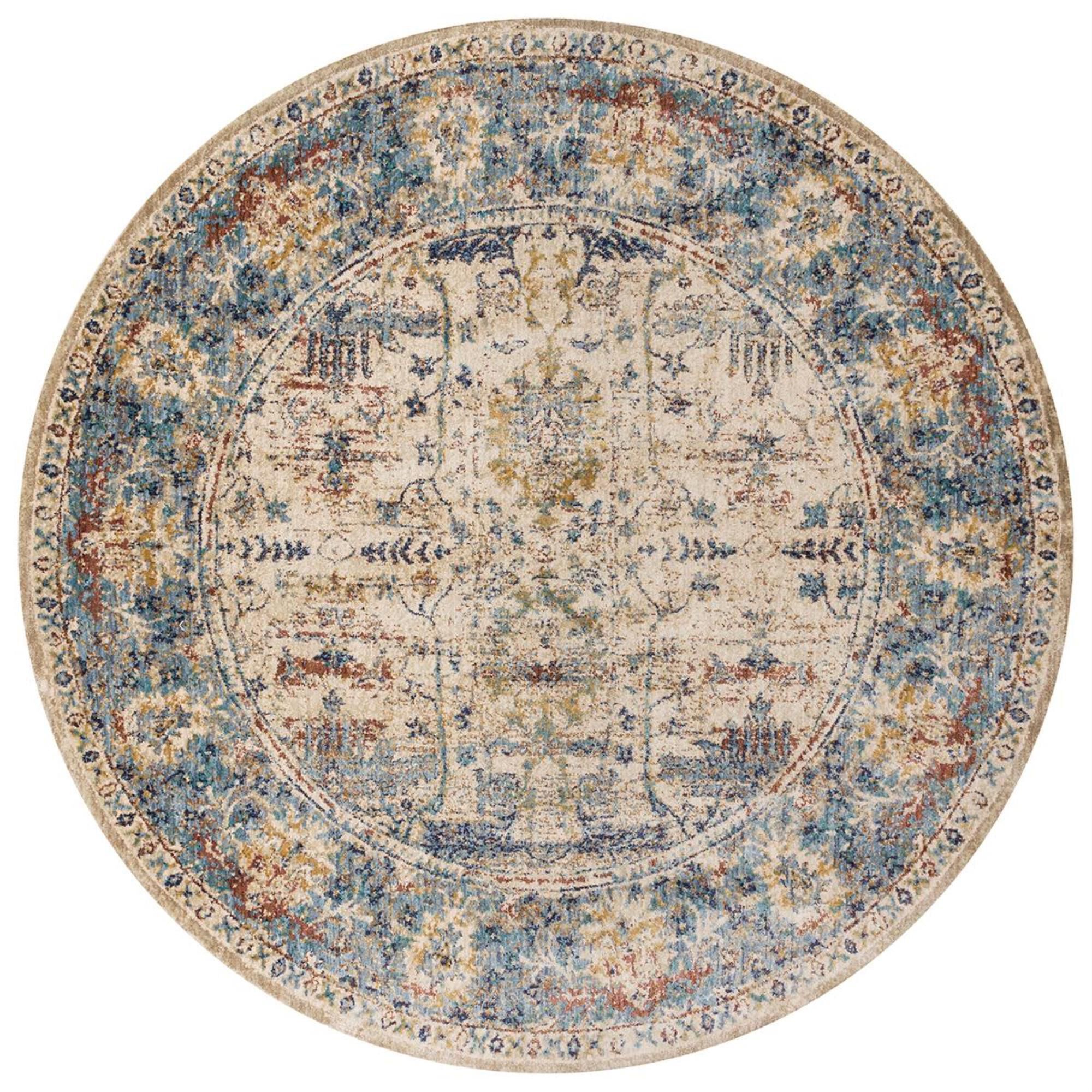 Loloi Anastasia AF-07 5"3" Round Sand / Light Blue Area Rug, , large