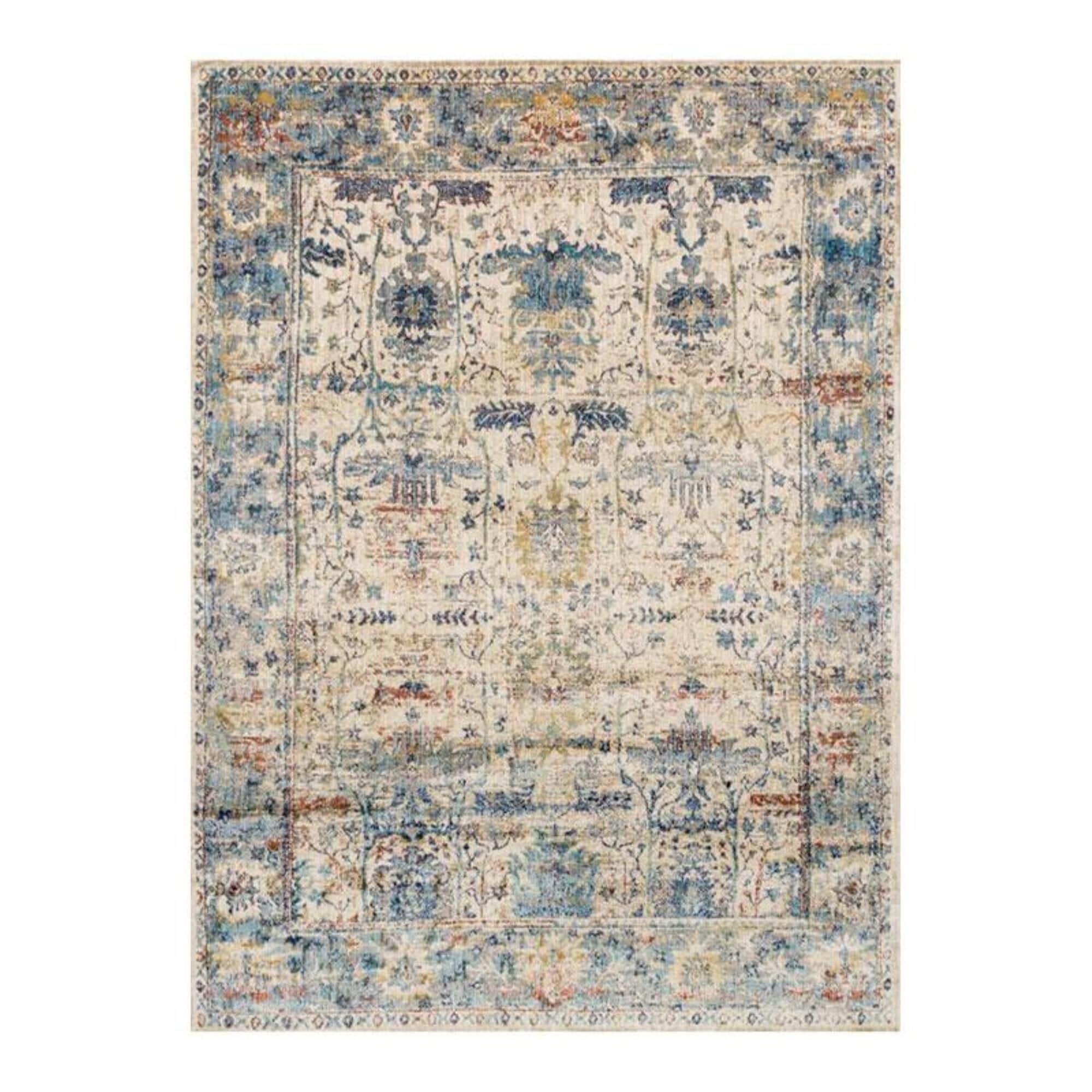 Loloi Anastasia AF-07 7"10" Round Sand / Light Blue Area Rug, , large