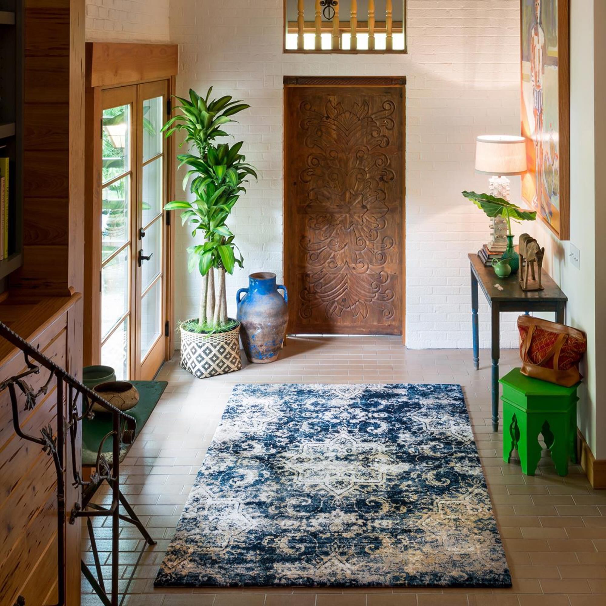 Loloi Torrance TC-04 6"7" x 9"2" Navy and Ivory Area Rug, , large
