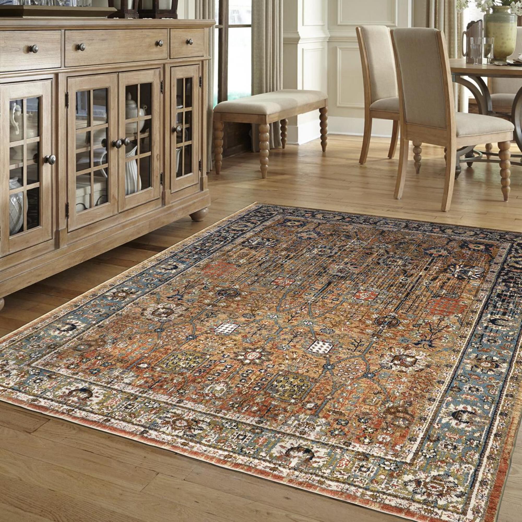 Karastan Spice Market Myanmar 90668-50123 9"6" x 12"11" Aqua Area Rug, , large