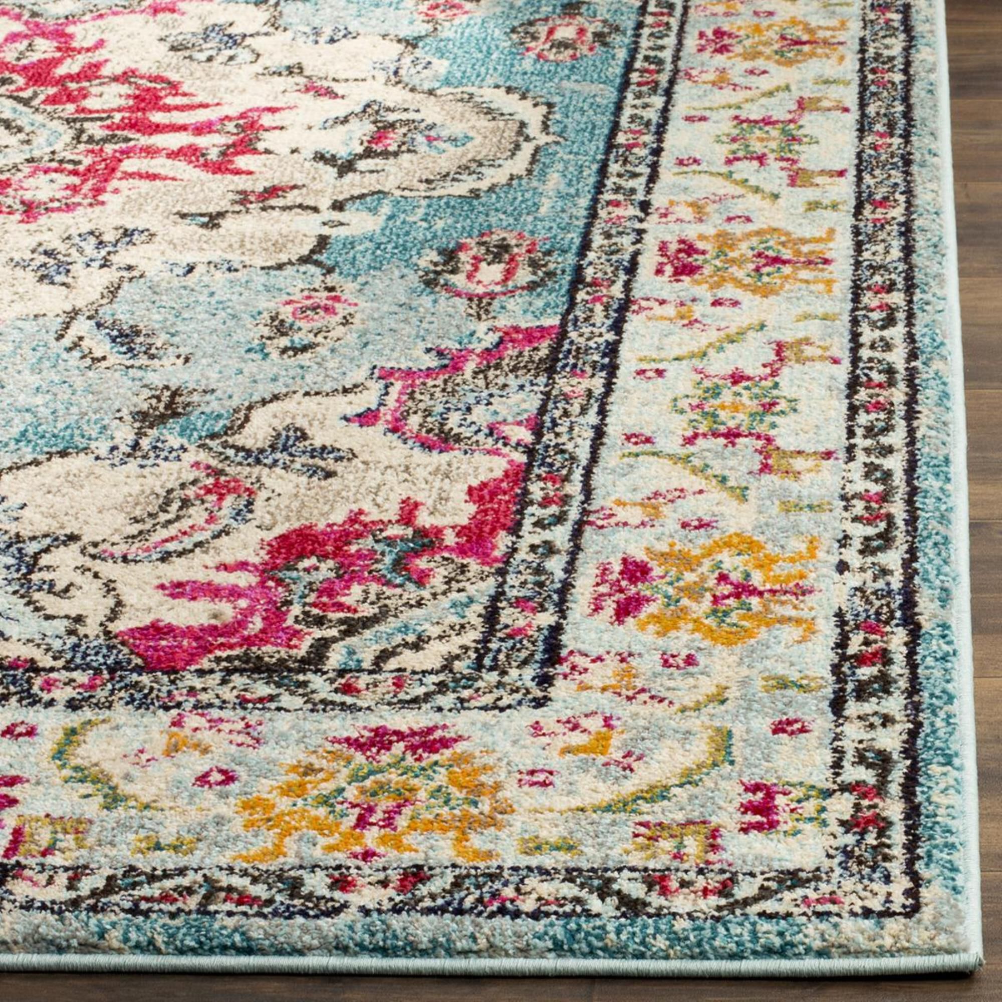 Safavieh Monaco MNC243J-4 4" x 5"7" Light Blue/Fuchsia Area Rug, , large