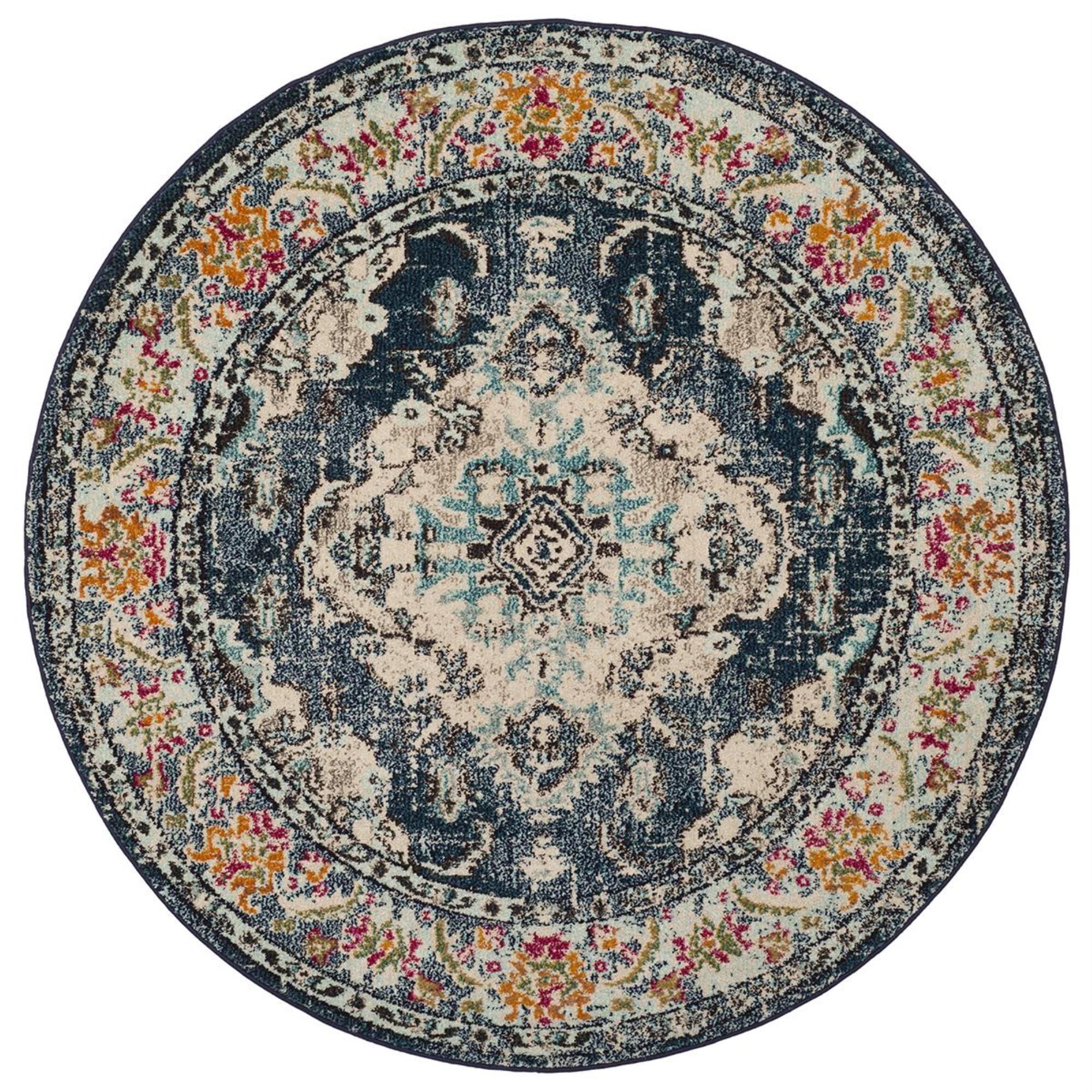 Safavieh Monaco MNC243N-5R 5" Round Navy/Light Blue Area Rug, , large