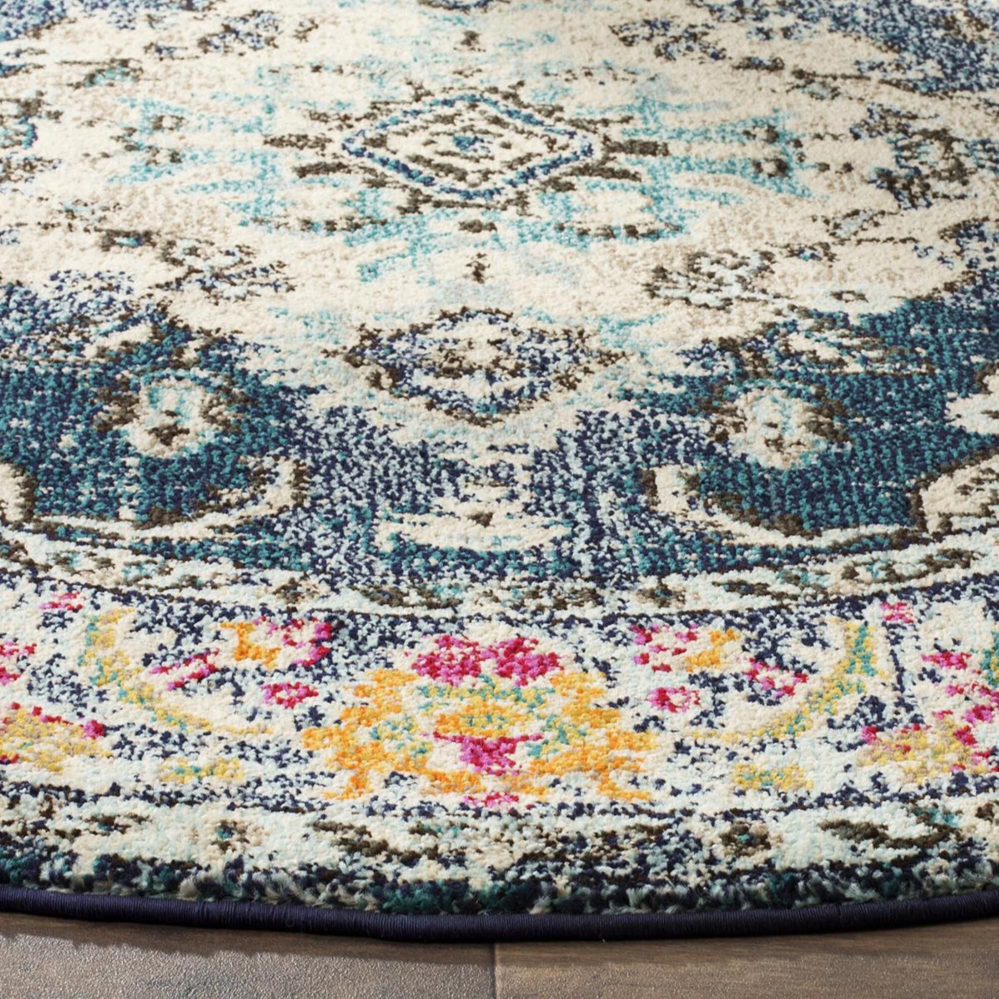 Safavieh Monaco MNC243N-5R 5" Round Navy/Light Blue Area Rug, , large