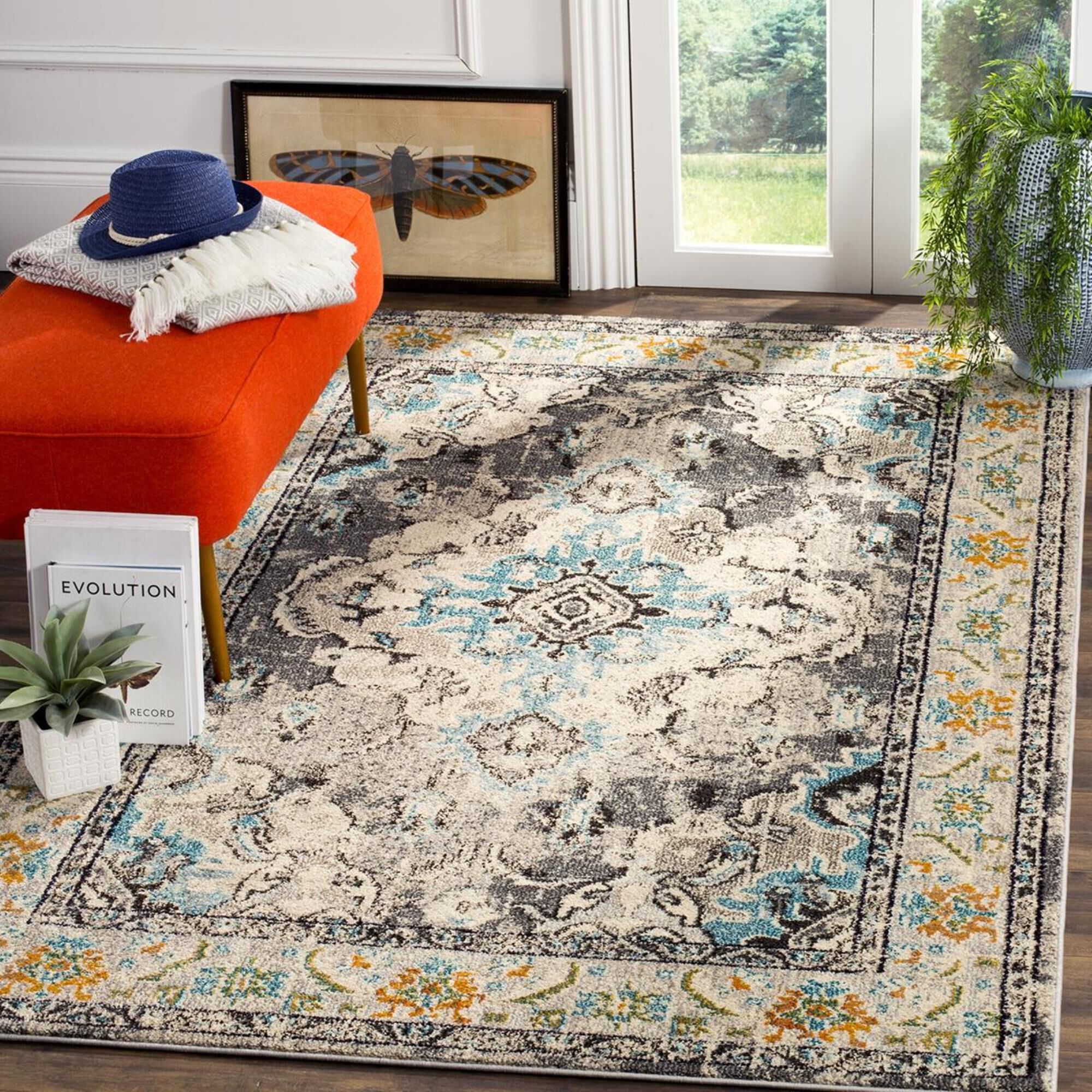 Safavieh Monaco MNC243G-5 5"1" x 7"7" Grey/Light Blue Area Rug, , large
