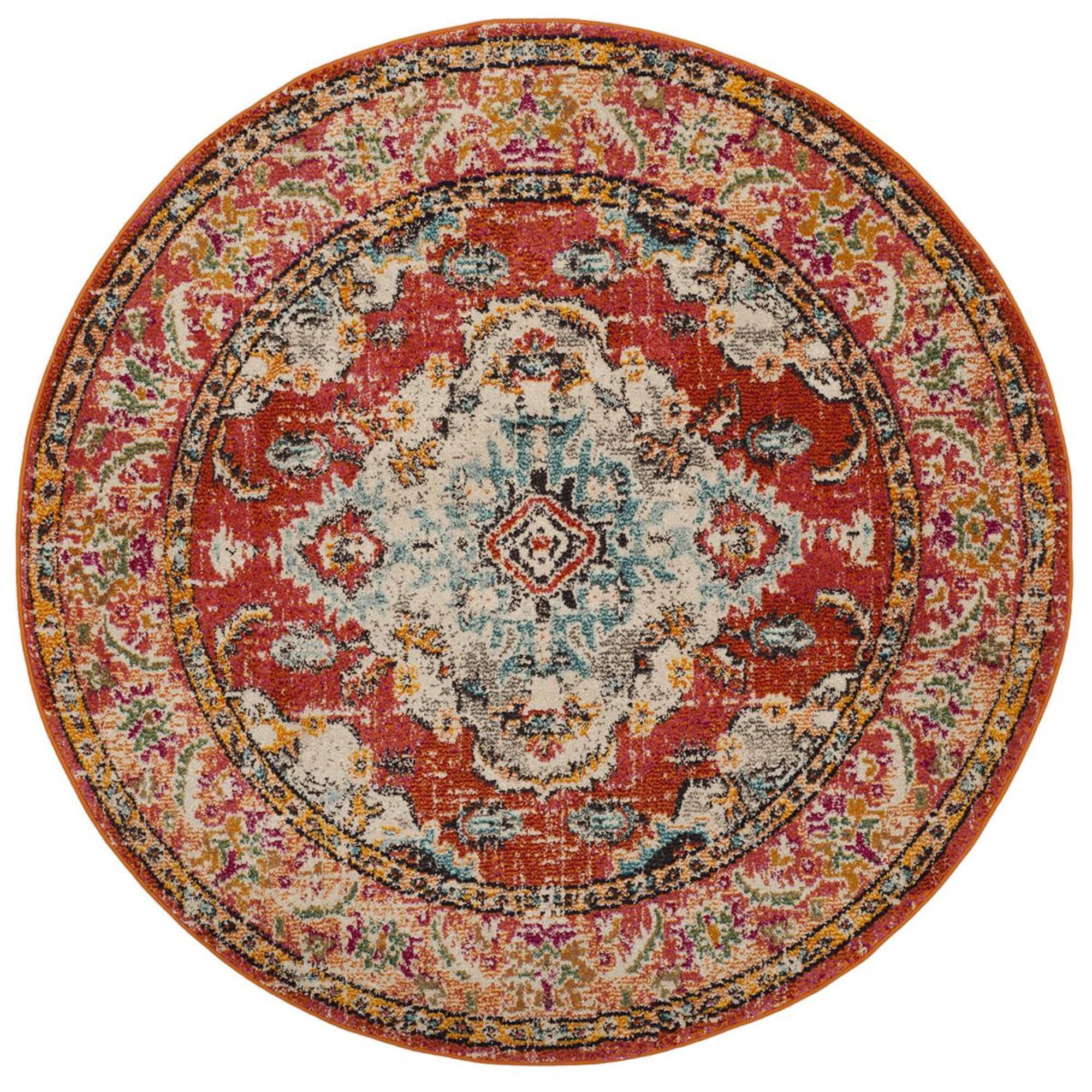 Safavieh Monaco MNC243H-5R 5" Round Orange/Light Blue Area Rug, , large