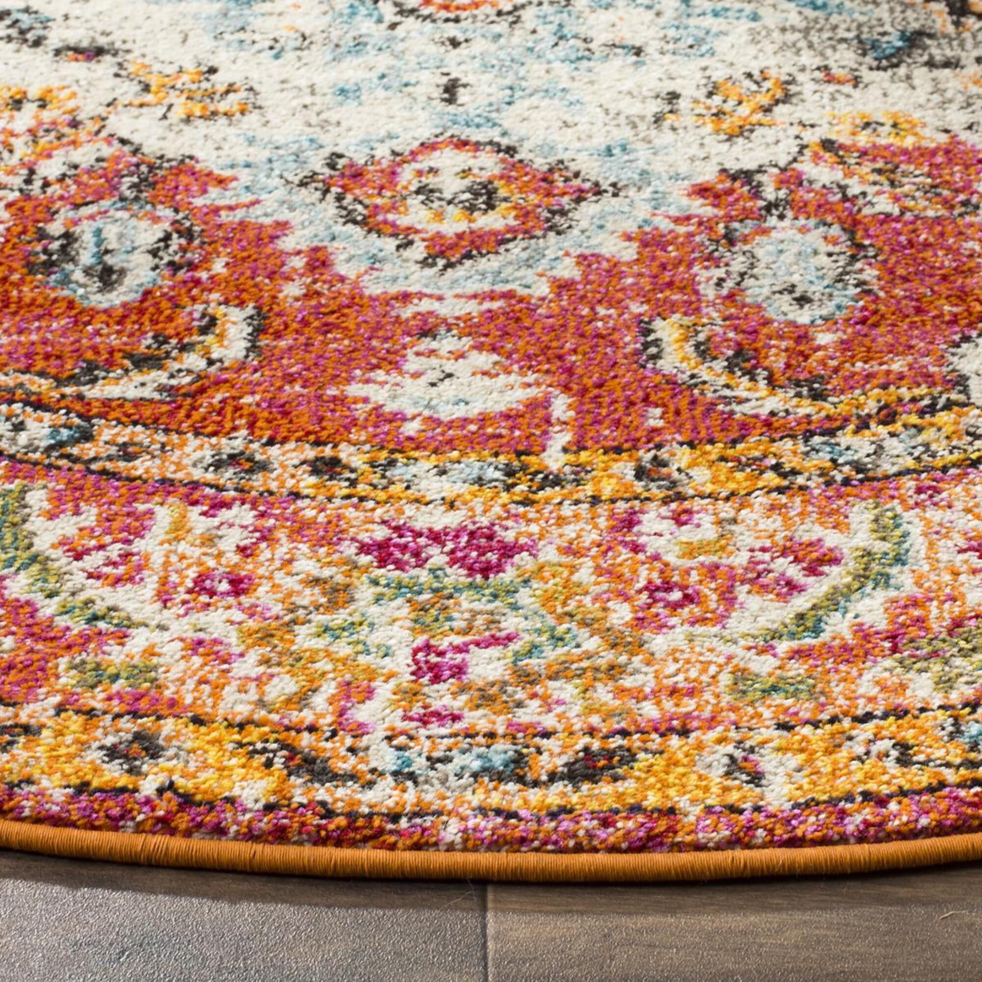 Safavieh Monaco MNC243H-5R 5" Round Orange/Light Blue Area Rug, , large