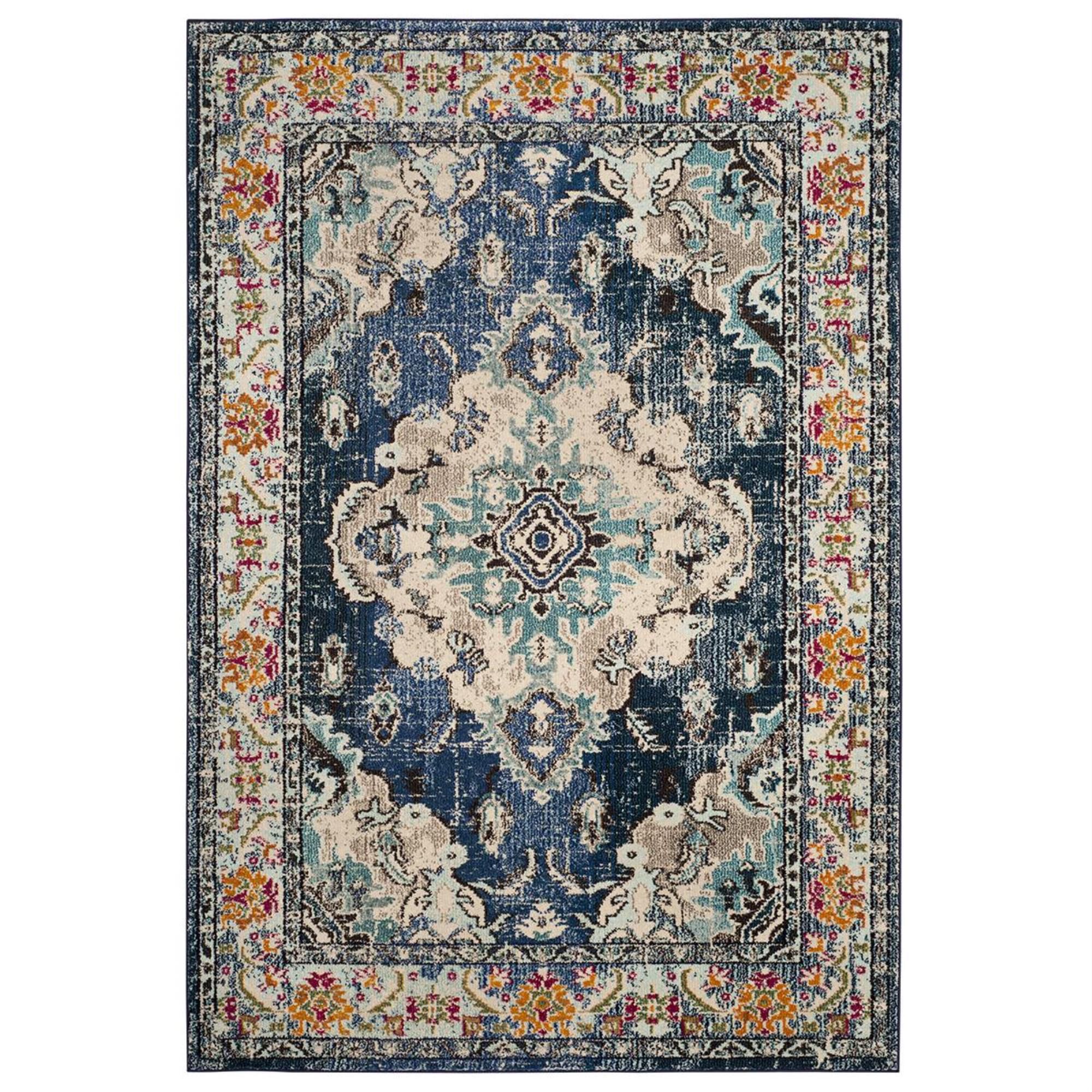 Safavieh Monaco MNC243N-5 5"1" x 7"7" Navy/Light Blue Area Rug, , large