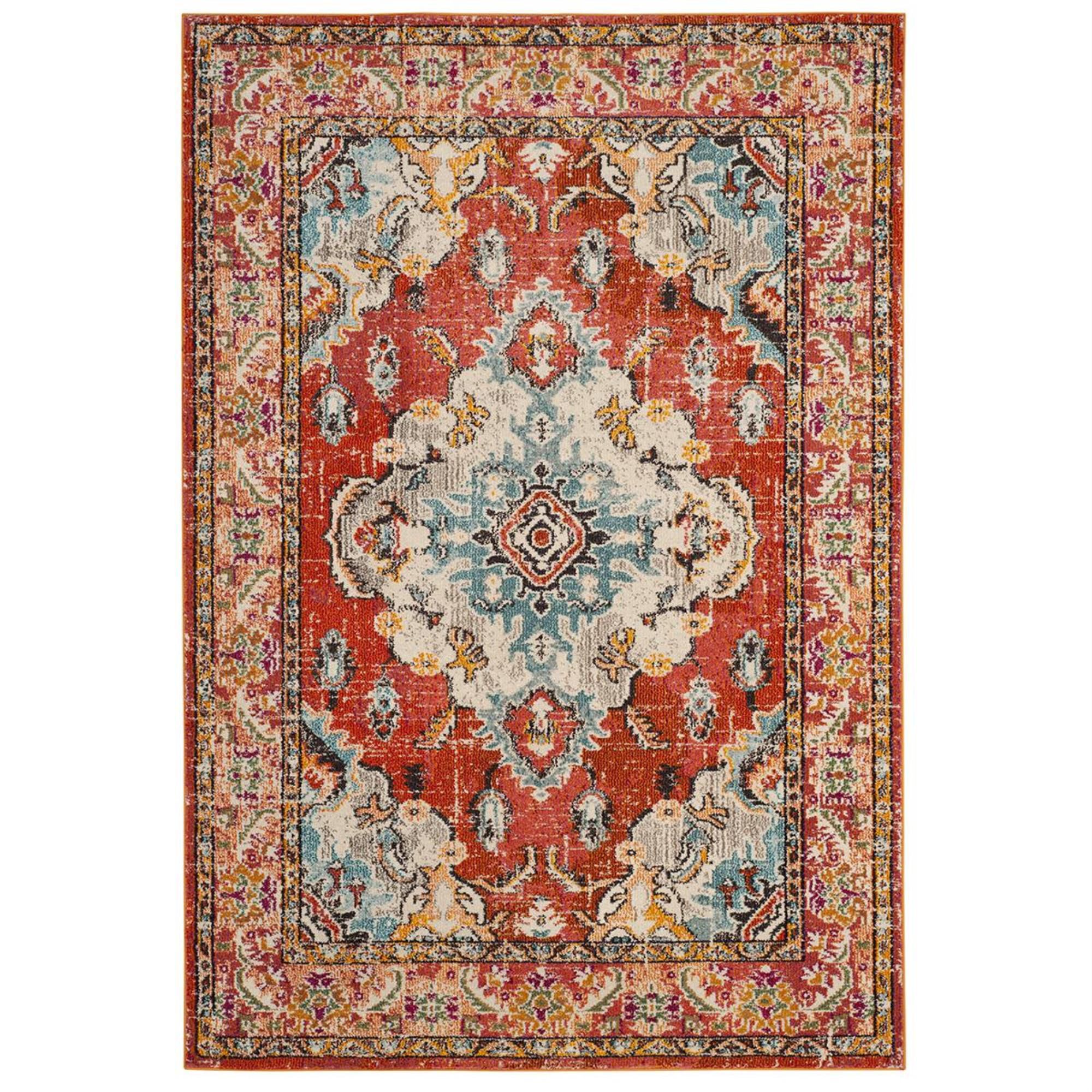 Safavieh Monaco MNC243H-5 5"1" x 7"7" Orange/Light Blue Area Rug, , large