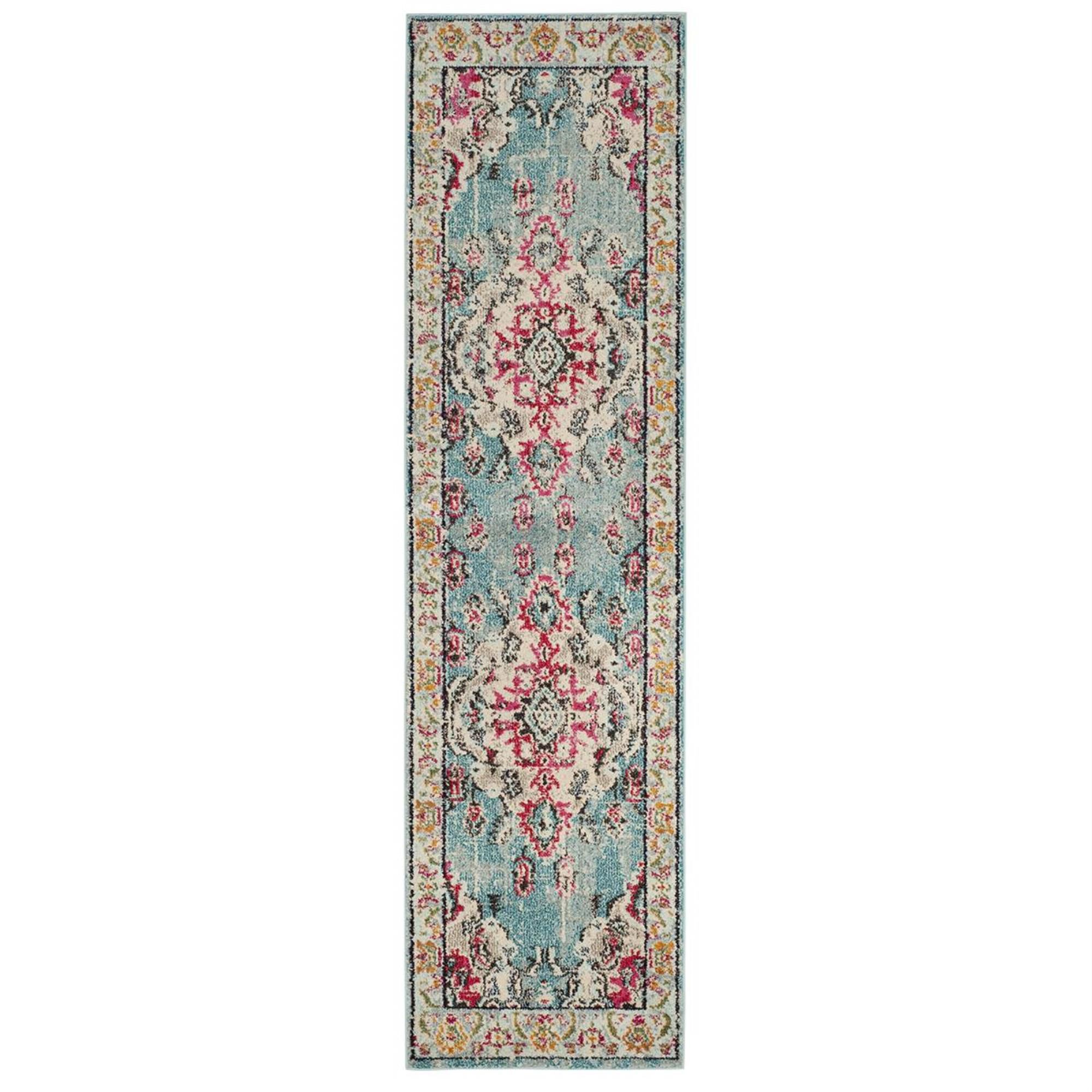 Safavieh Monaco MNC243J-220 2"2" x 20" Light Blue/Fuchsia Runner, , large
