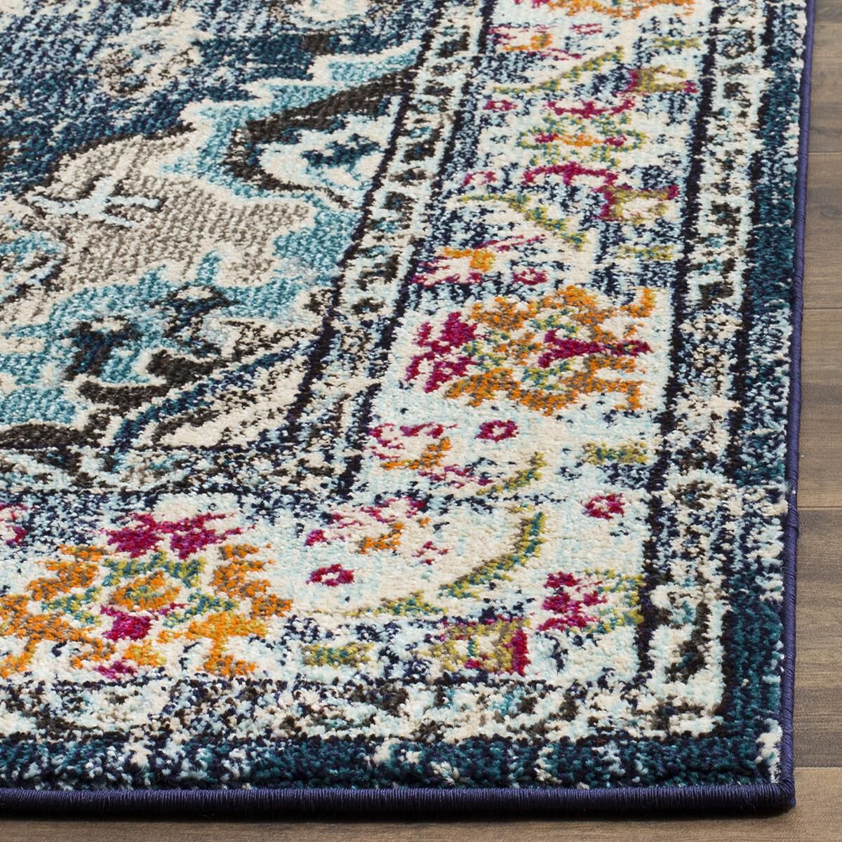 Safavieh Monaco MNC243N-222 2"2" x 22" Navy/Light Blue Runner, , large