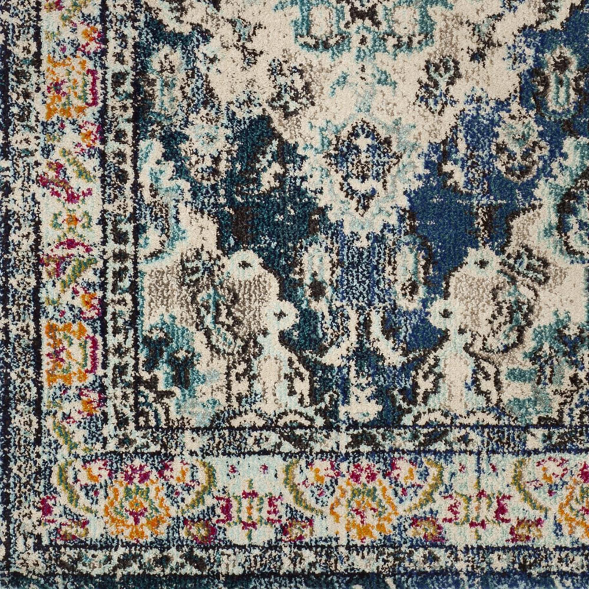 Safavieh Monaco MNC243N-218 2"2" x 18" Navy/Light Blue Runner, , large