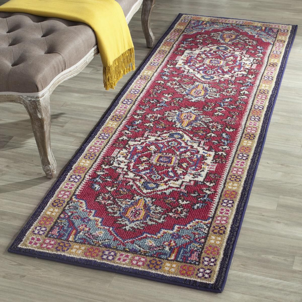 Safavieh Monaco MNC207C-222 2"2" x 22" Red/Turquoise Runner, , large