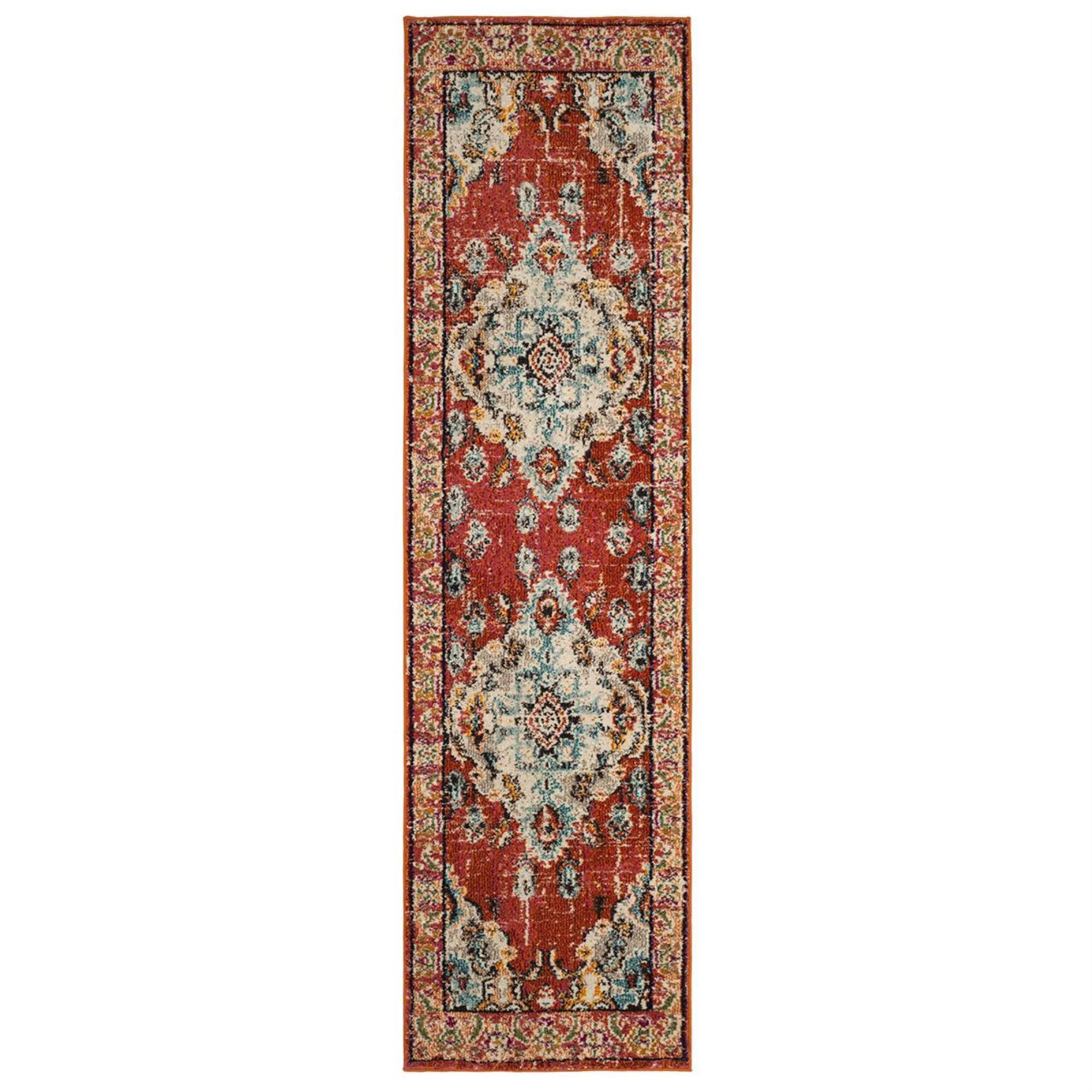 Safavieh Monaco MNC243H-220 2"2" x 20" Orange/Light Blue Runner, , large