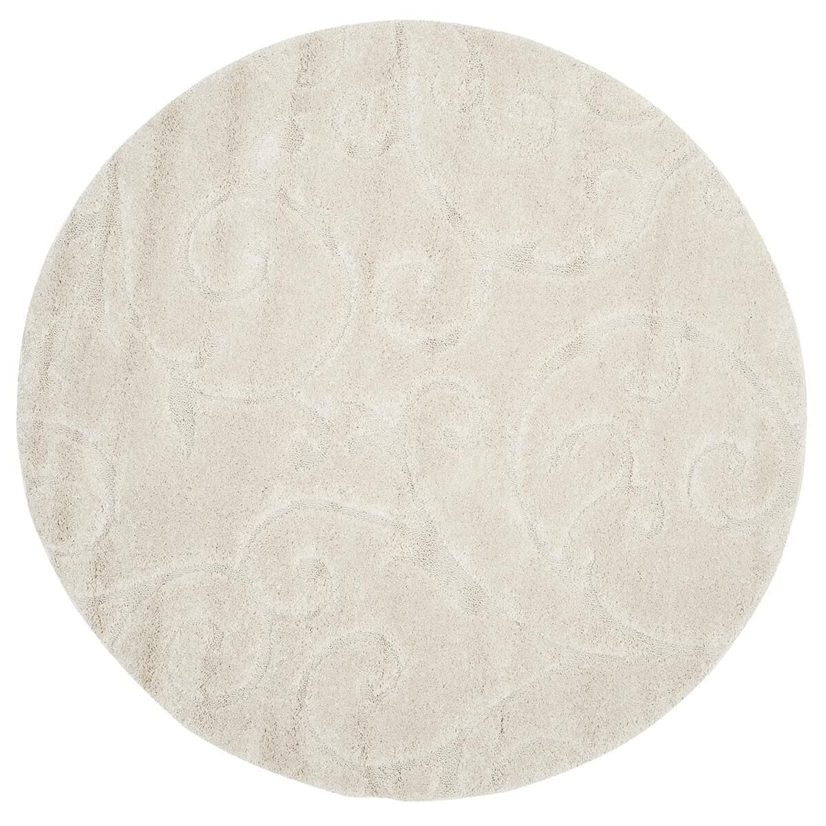 Safavieh Florida Shag SG455-1111-5R 5" x 5"  Creme/Creme Round Rug