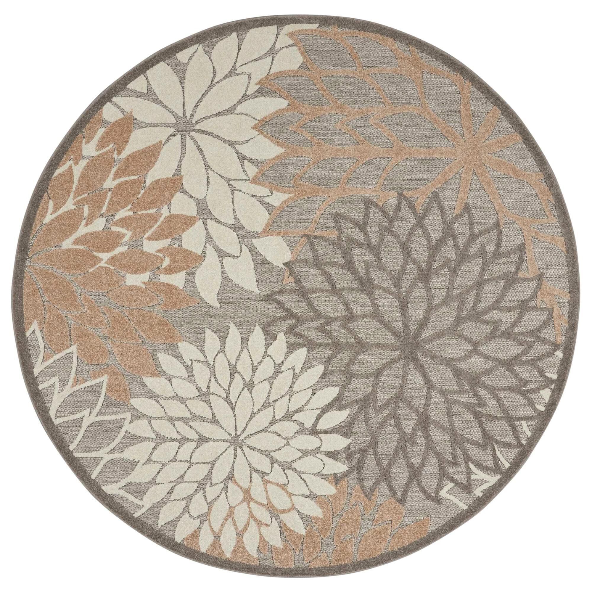 Nourison Aloha ALH05 5"3" Round Natural Indoor/Outdoor Area Rug