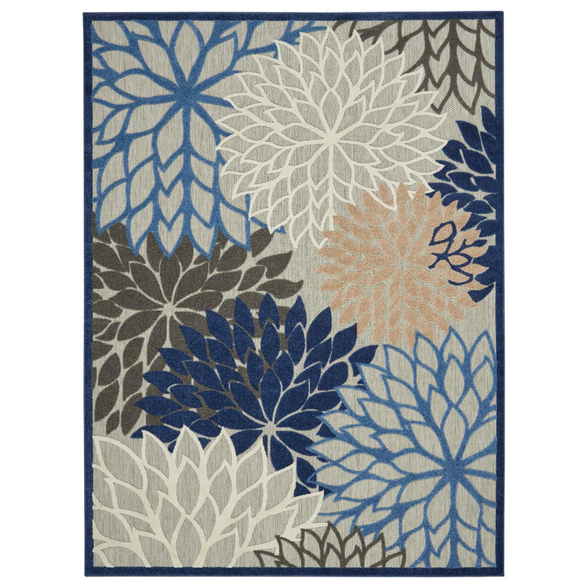Nourison Aloha ALH05 12" x 15" Blue and Multicolor Indoor/Outdoor Area Rug, , large