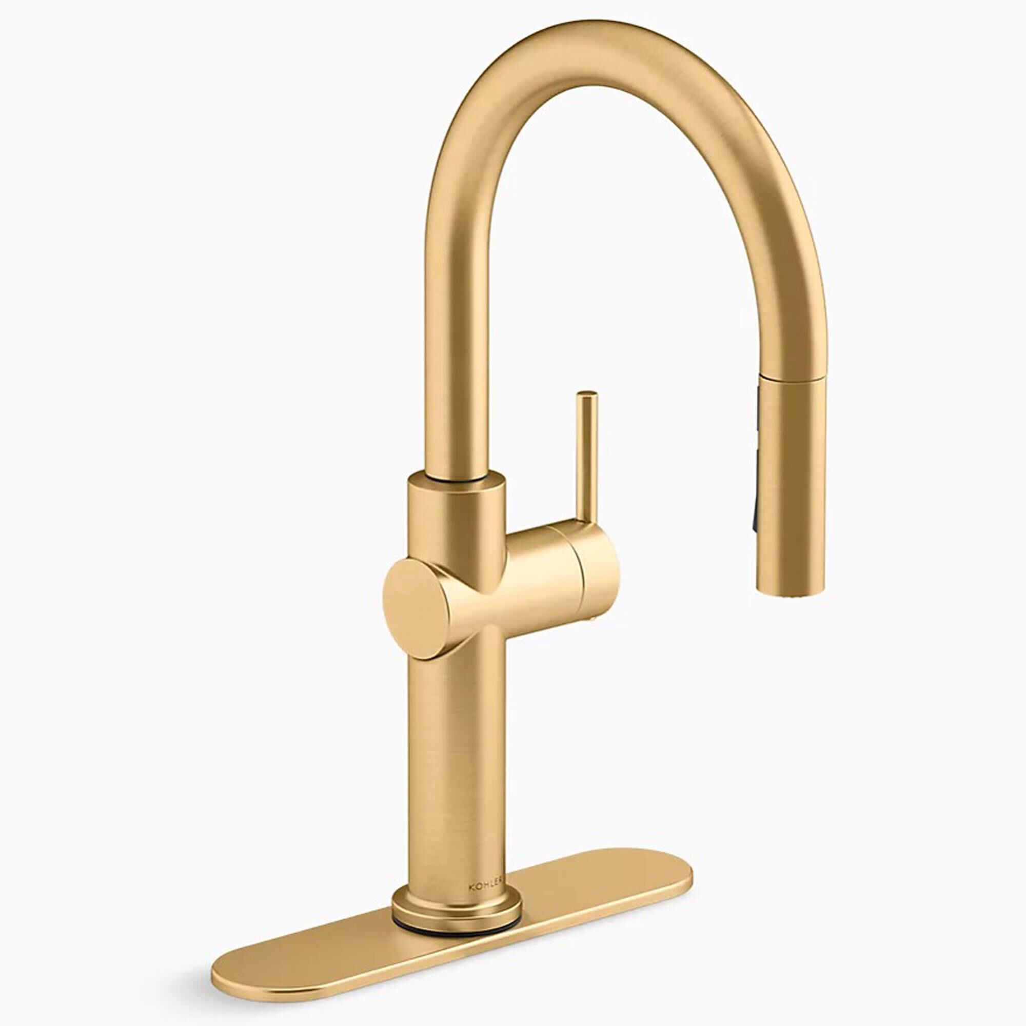 Kohler Crue Pull-Down Kitchen Sink Faucet in Vibrant Brushed Moderne Brass, , large