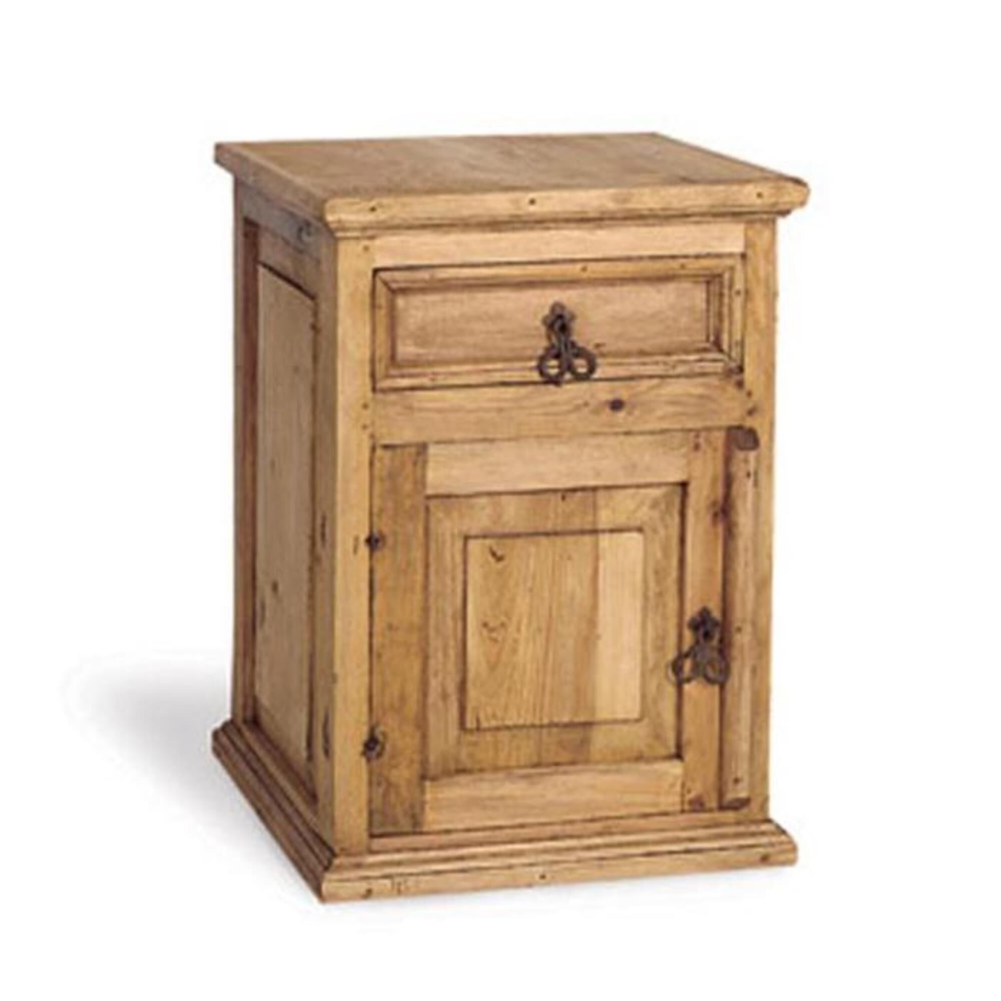 Santa Fe Rustic Pine Wood End Table in Light Wax, , large