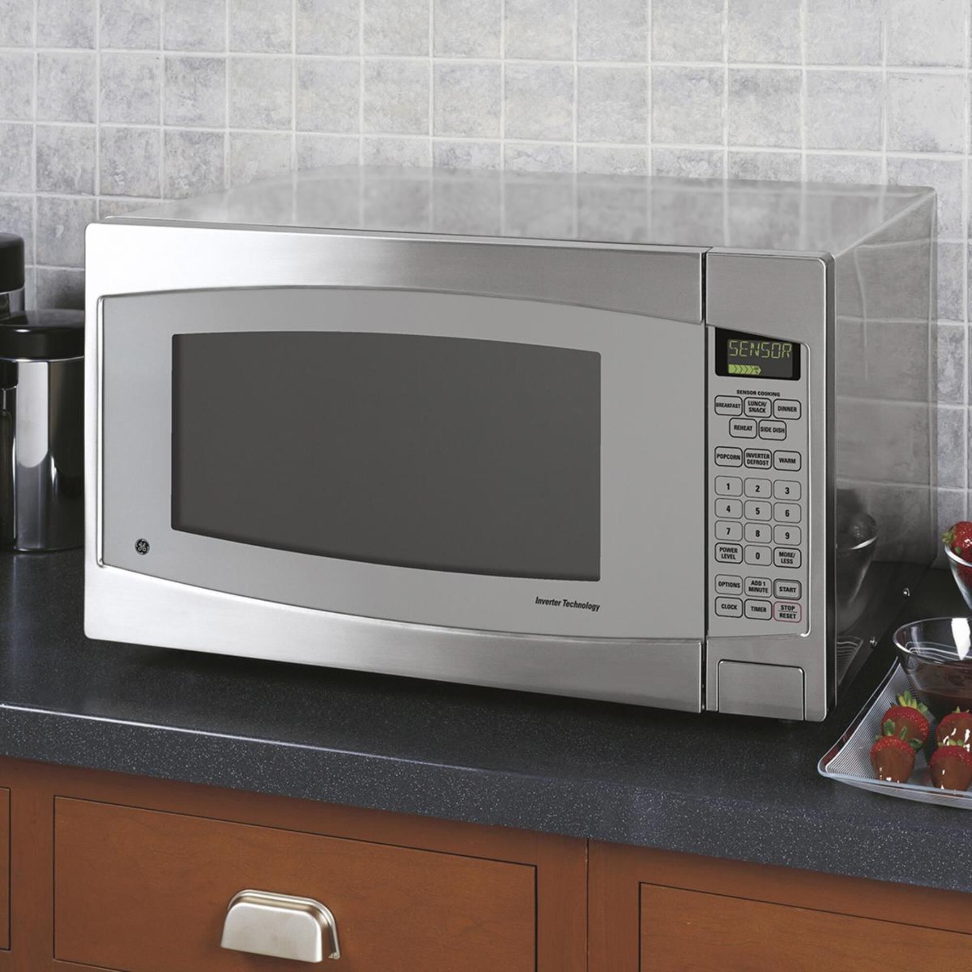 GE Profile 2.2 Cu. Ft. Countertop Microwave Oven in Stainless Steel, , large