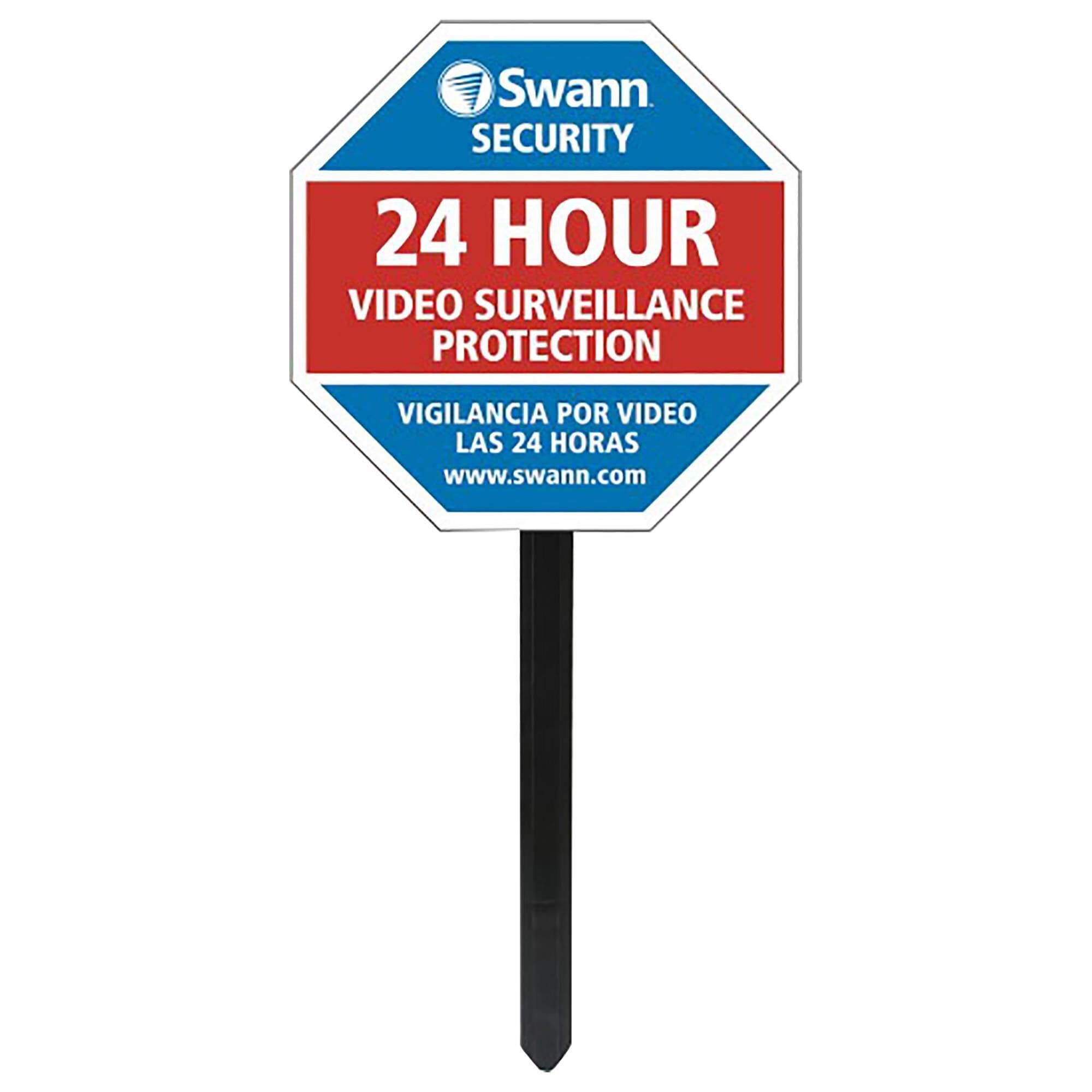 Swann Security Yard Stake Warning Sign in Blue and Red