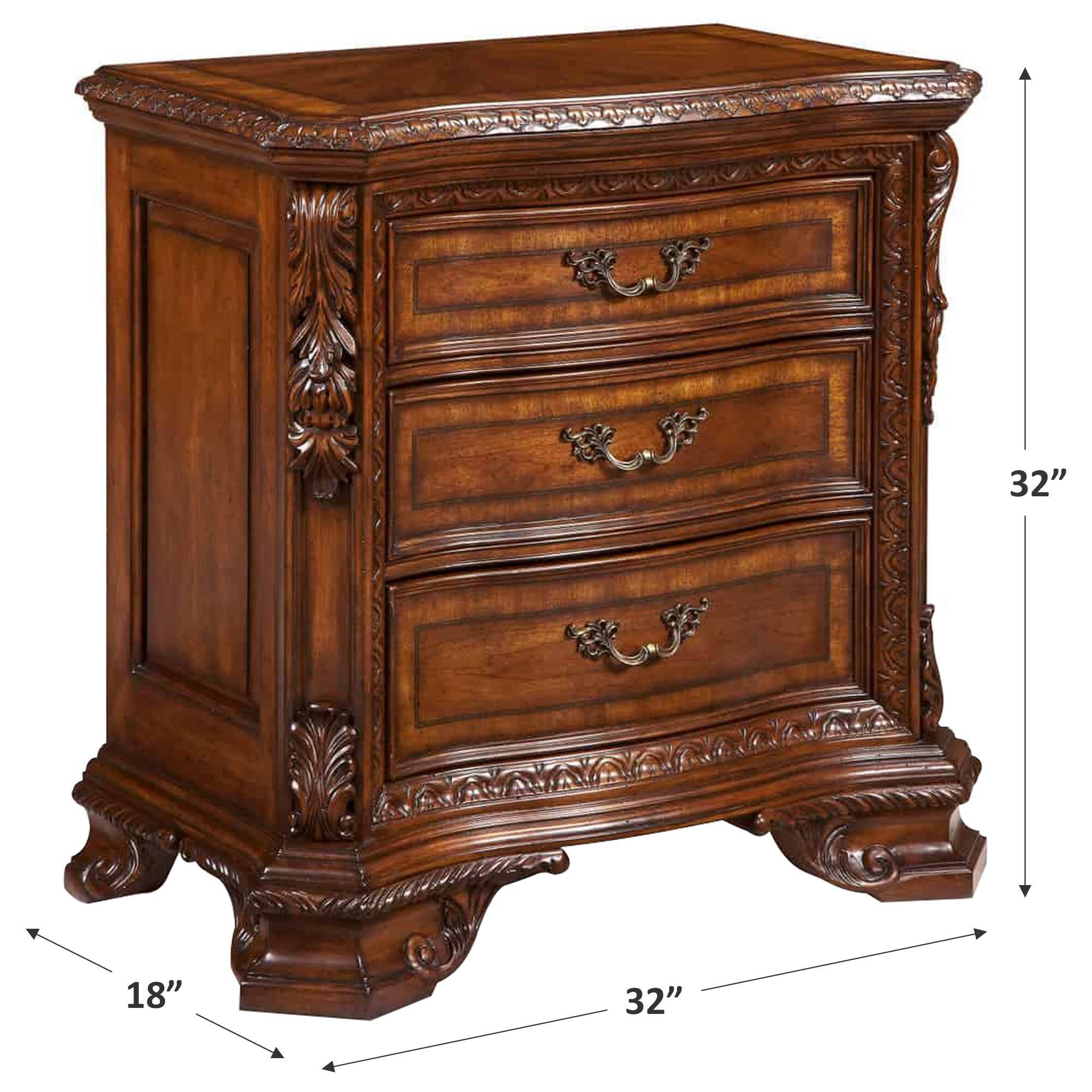 Nineteen37 Old World 3-Drawer Nightstand in Medium Cherry, , large