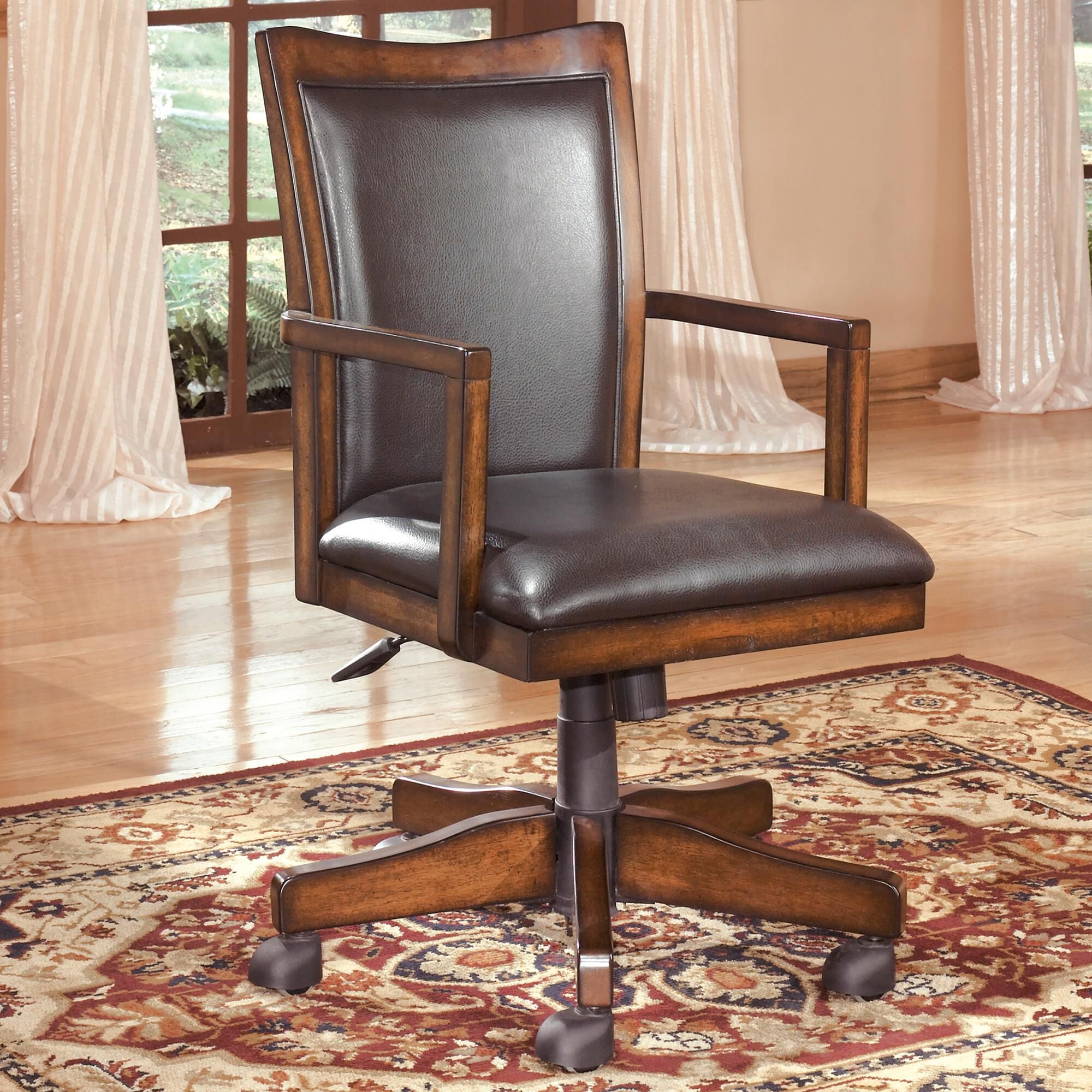 Signature Design by Ashley Hamlyn Swivel Desk Chair in Medium Brown, , large