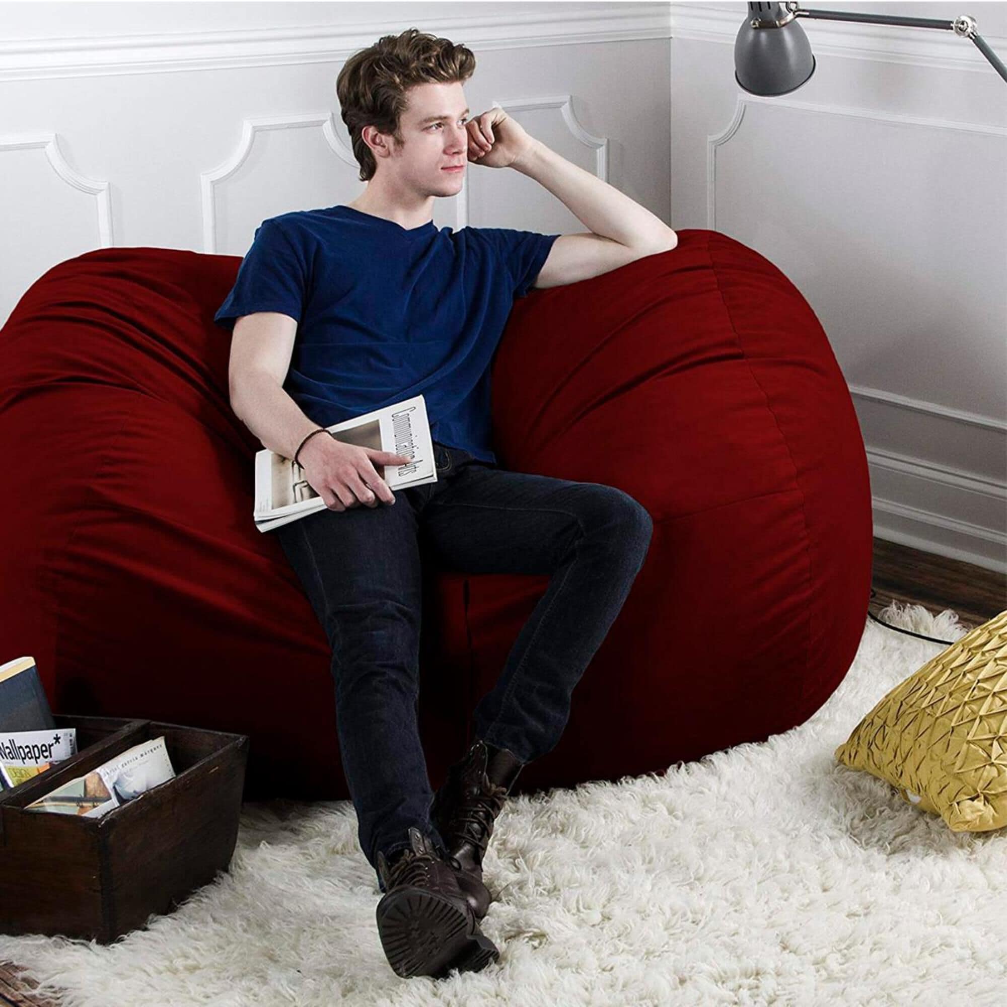 Jaxx 5.5" Lounger Bean Bag Loveseat in Cinnabar, , large