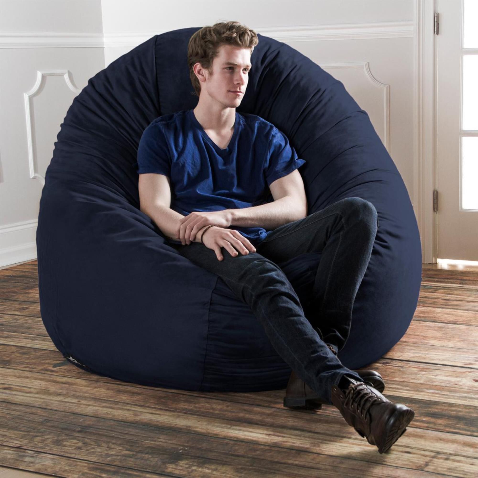Jaxx 6" Cocoon Large Bean Bag Chair in Navy, , large