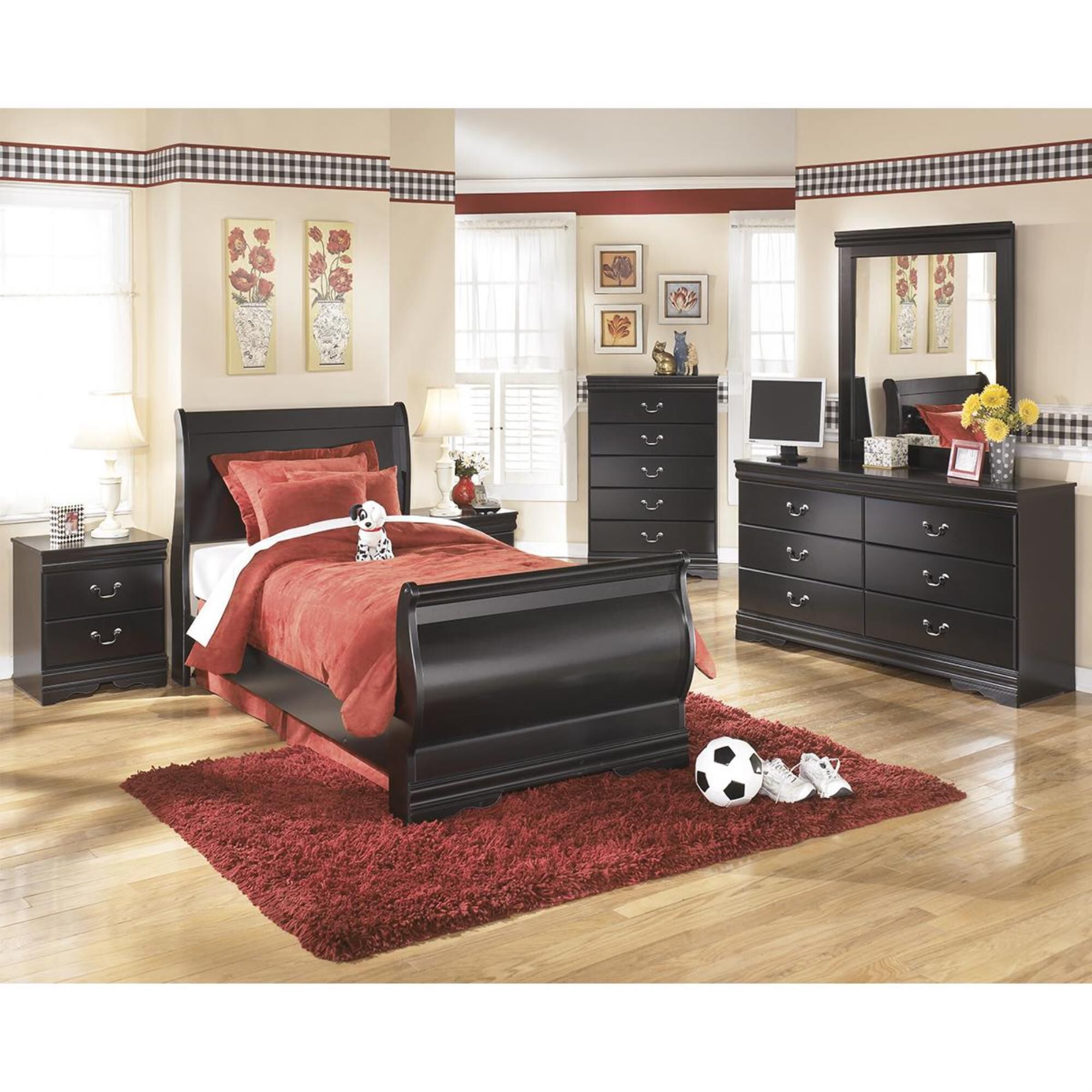 Signature Design by Ashley Huey Vineyard Nightstand in Black, , large