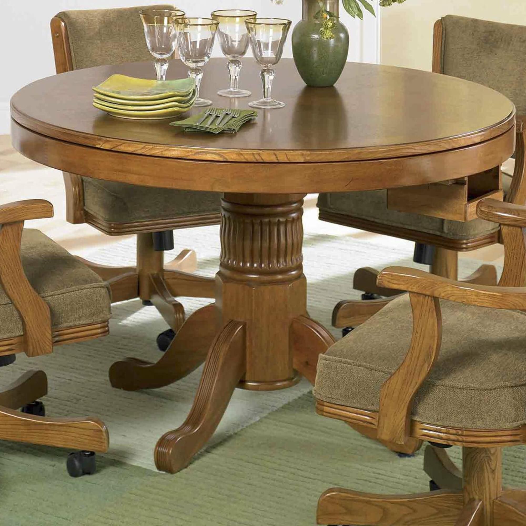 Pacific Landing Mitchell 3-in-1 Game Table with Accessories in Amber Oak, , large