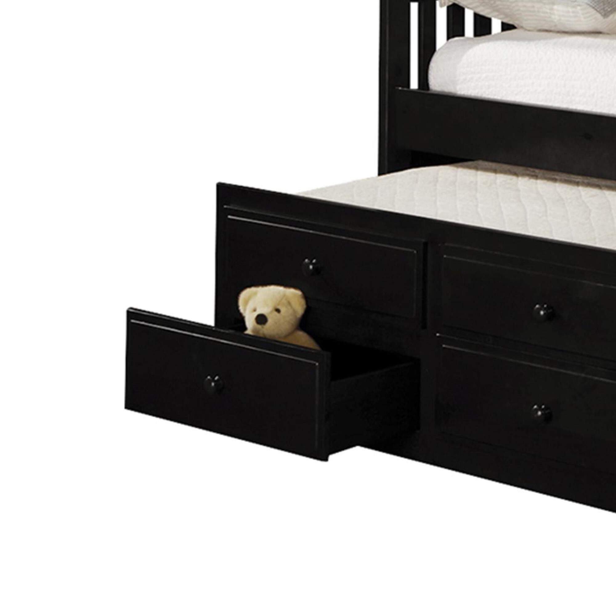 Pacific Landing La Salle Twin Captain"s Bed with Trundle and Storage Drawers in Black, , large
