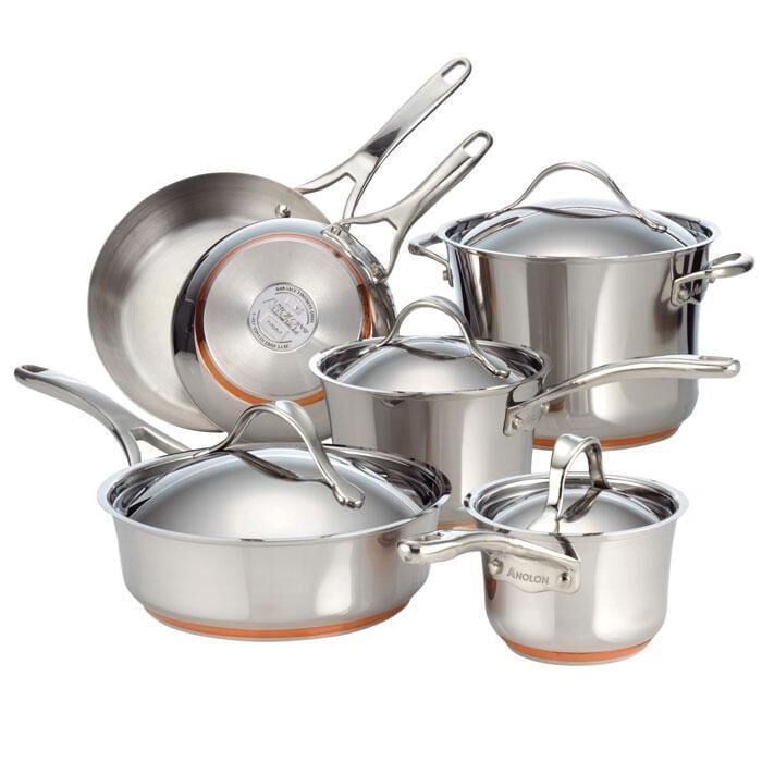 Anolon 10 Piece Nouvelle Copper Stainless Steel Set