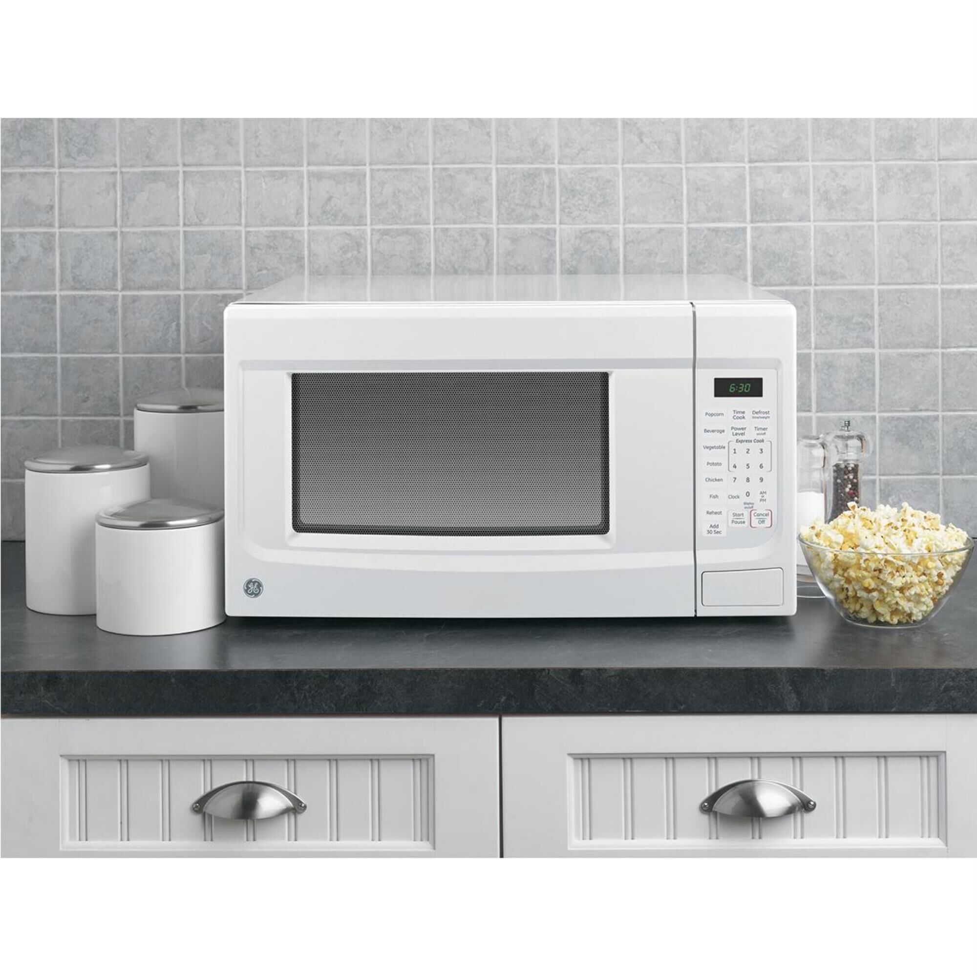 GE Appliances 1.4 Cu. Ft. Countertop Microwave Oven with 1100 Watts in White, , large