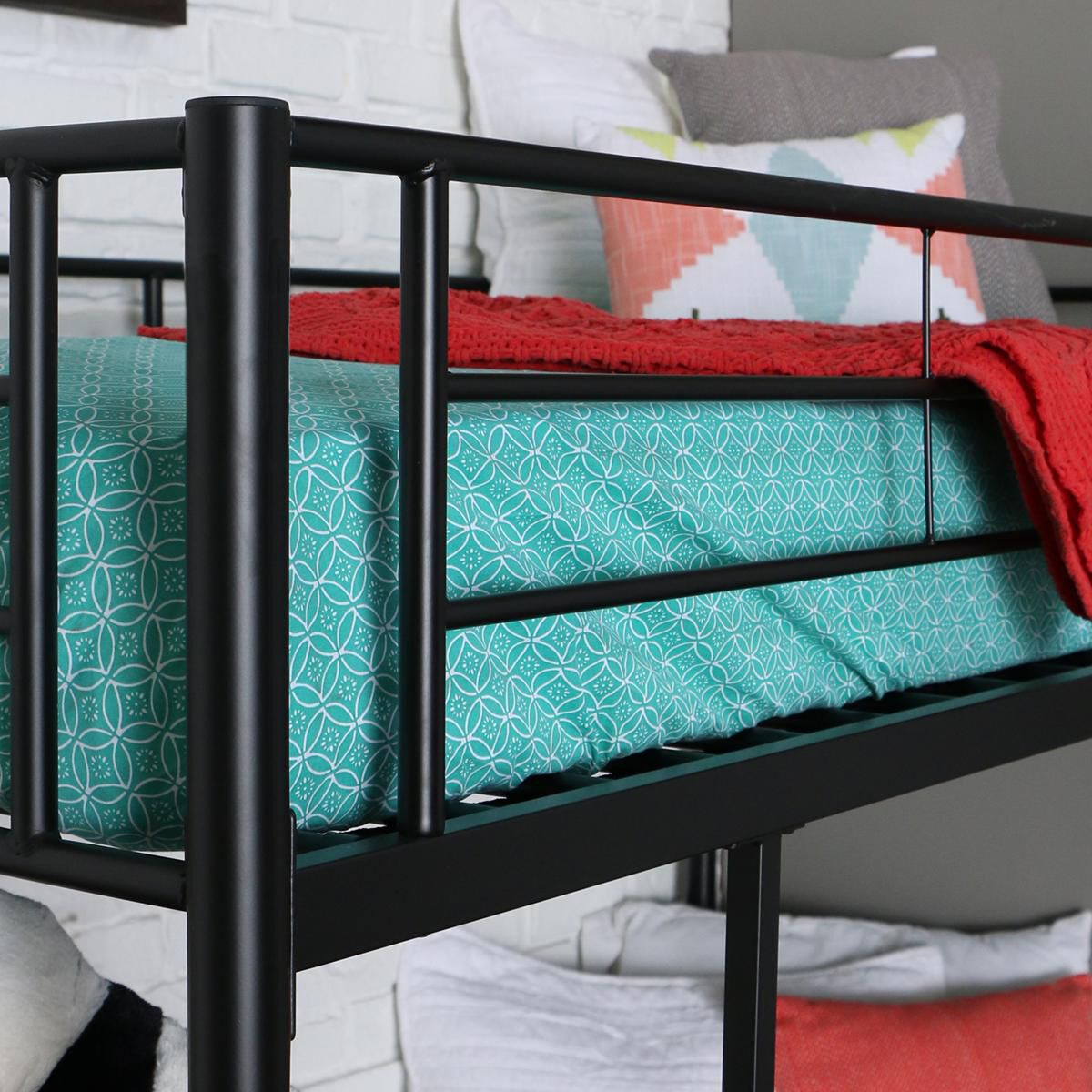 Walker Edison Twin Loft Bed and Desk in Black, , large