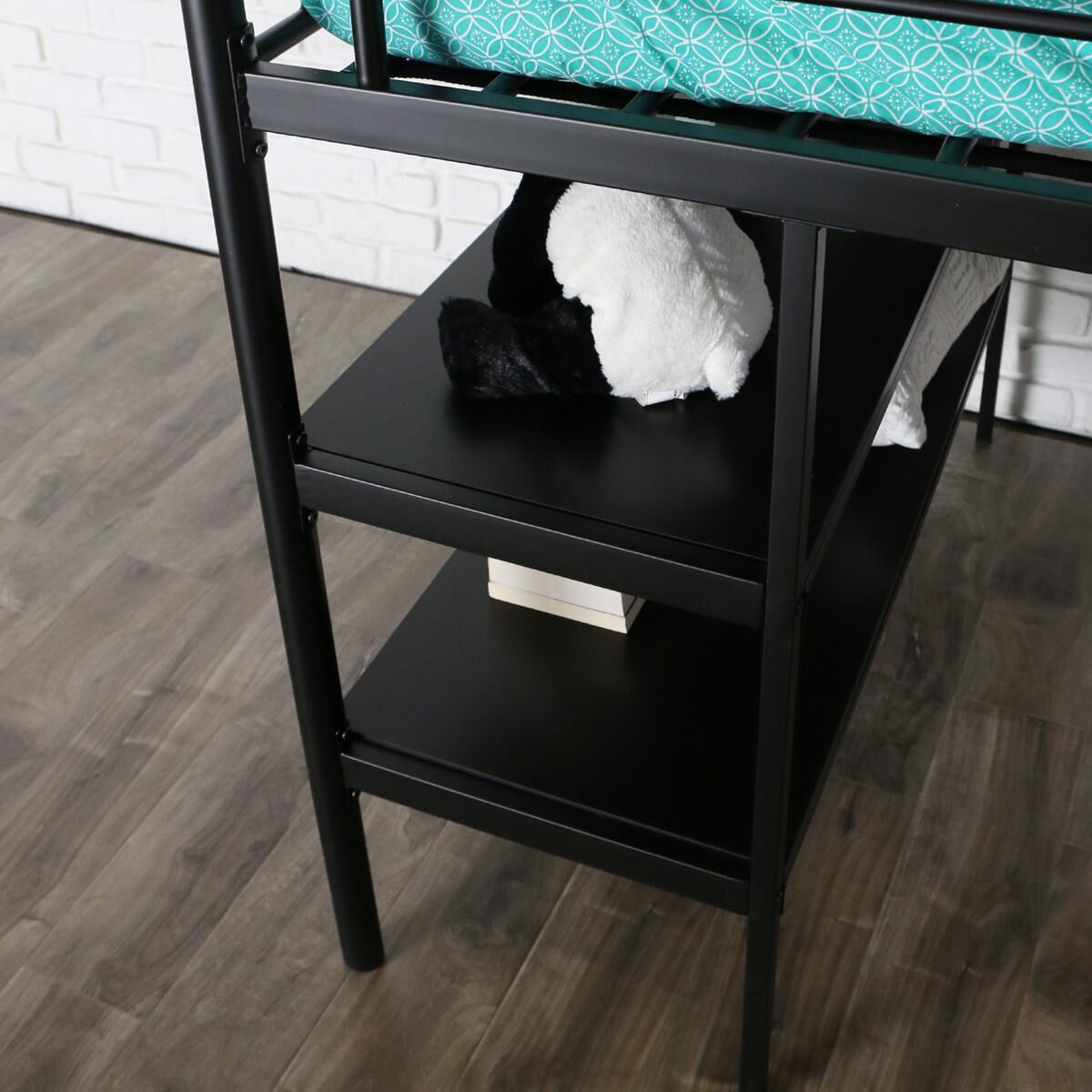 Walker Edison Twin Loft Bed and Desk in Black, , large