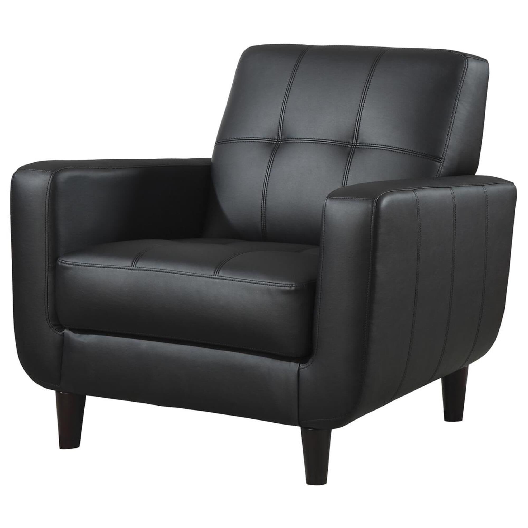 Living Essentials Contemporary Accent Chair with Track Arms in Black, , large