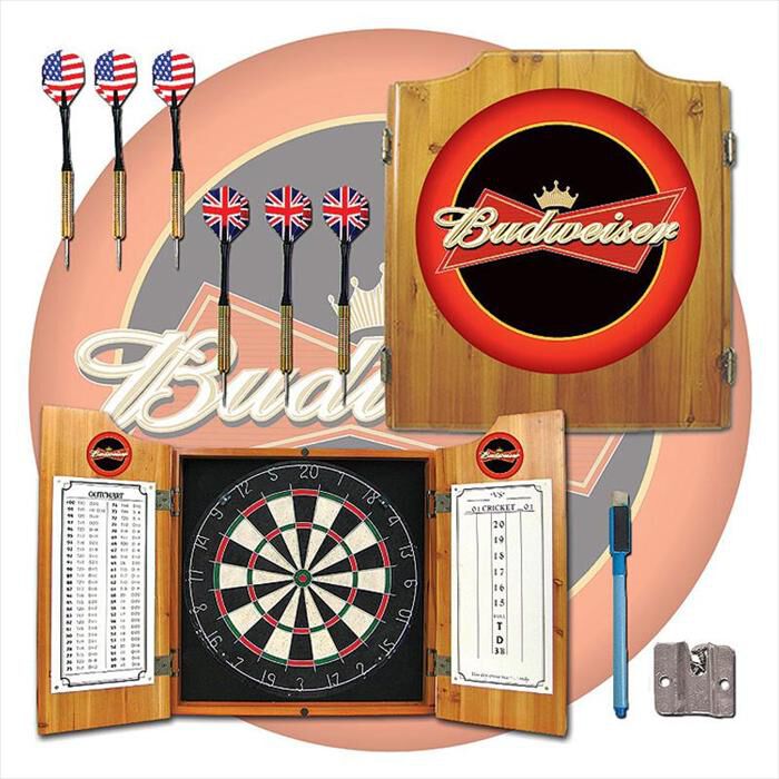 Timberlake Officially Licensed Budweiser Logo Dart Cabinet Set in Light Wood, , large