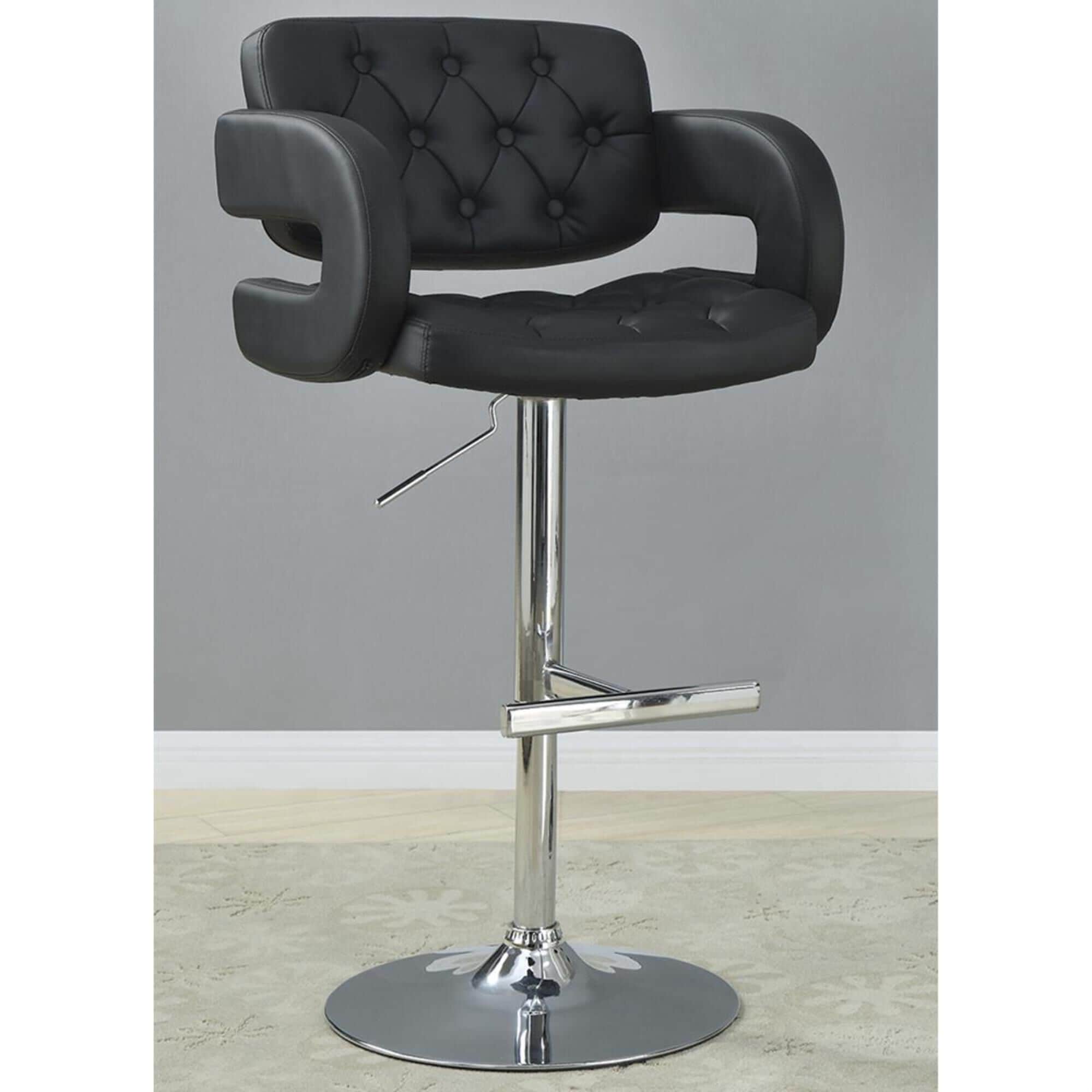Pacific Landing Adjustable Barstool in Chrome and Black, , large