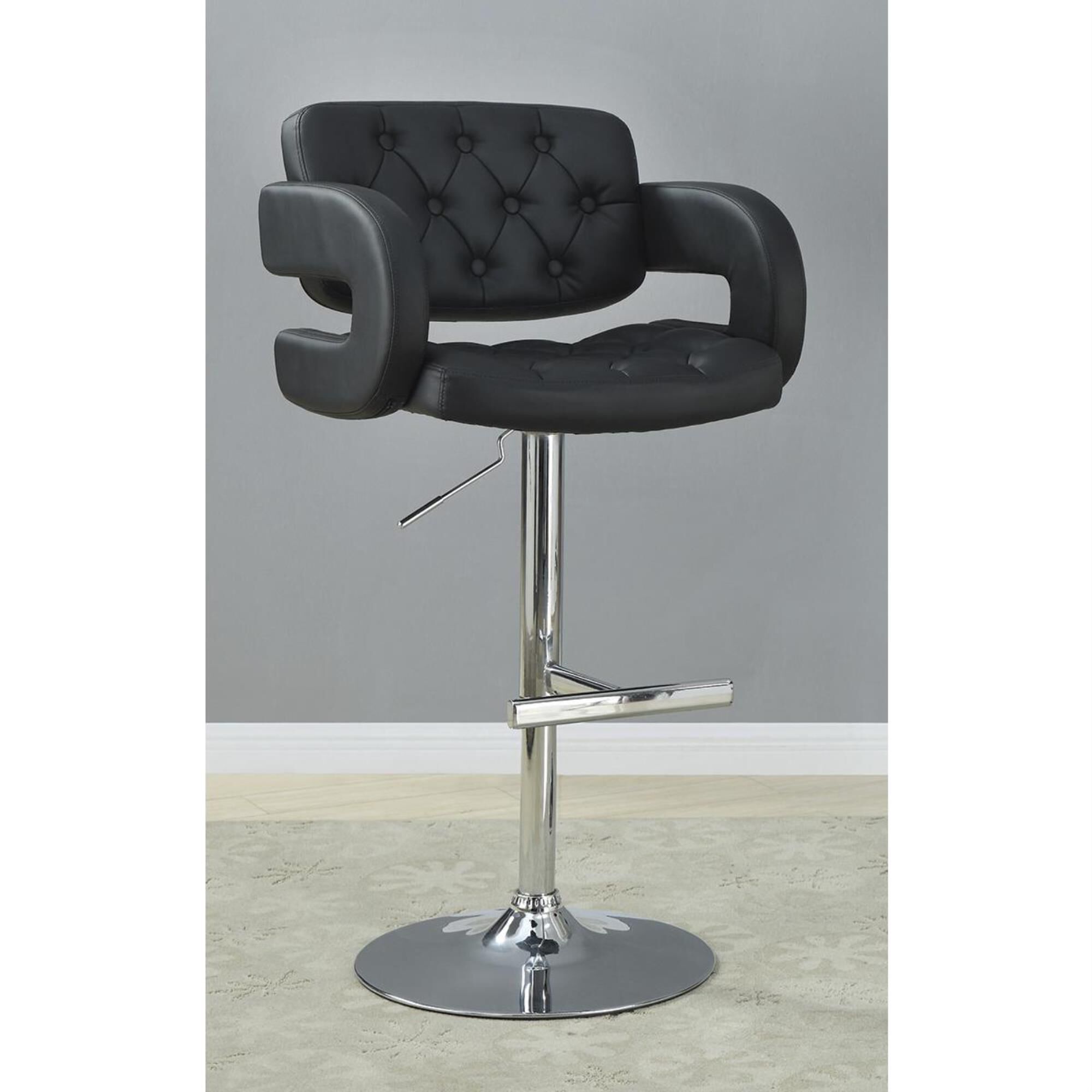 Pacific Landing Adjustable Barstool in Chrome and Black, , large