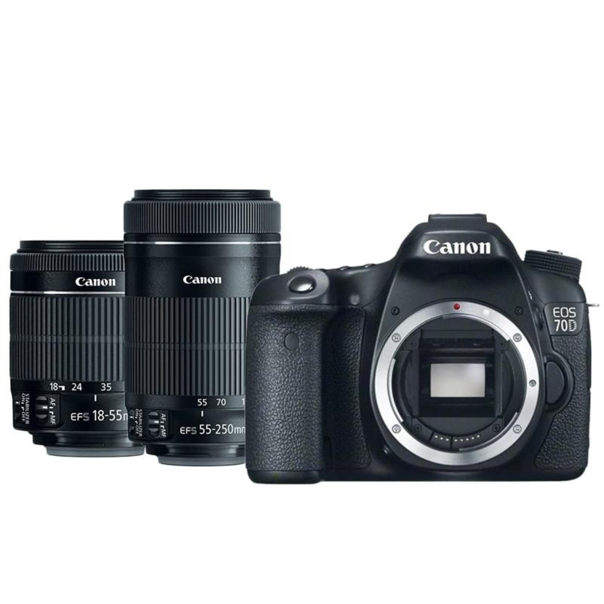 Canon 70D Digital SLR Camera w/ 18-55mm and 55-250mm STM Lenses, , large