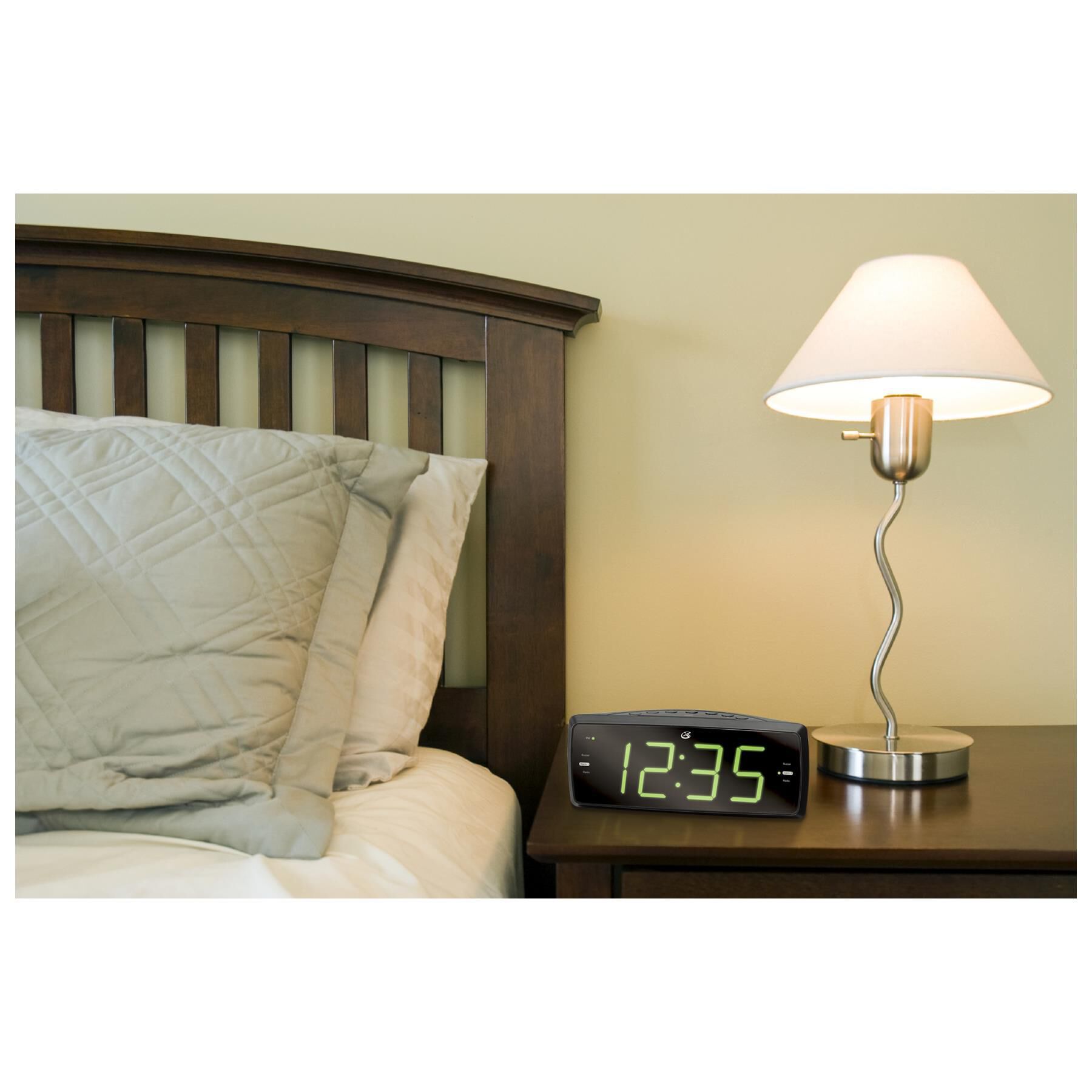iLive Large Display Dual Alarm Clock Radio in Black, , large