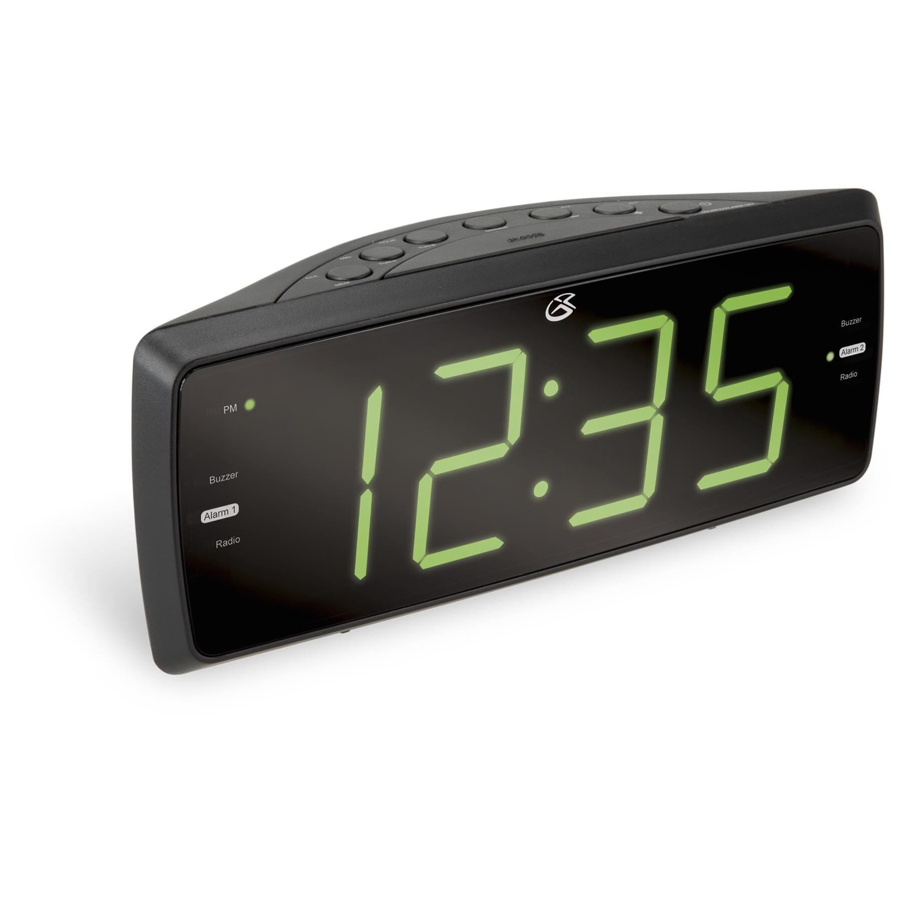 iLive Large Display Dual Alarm Clock Radio in Black, , large
