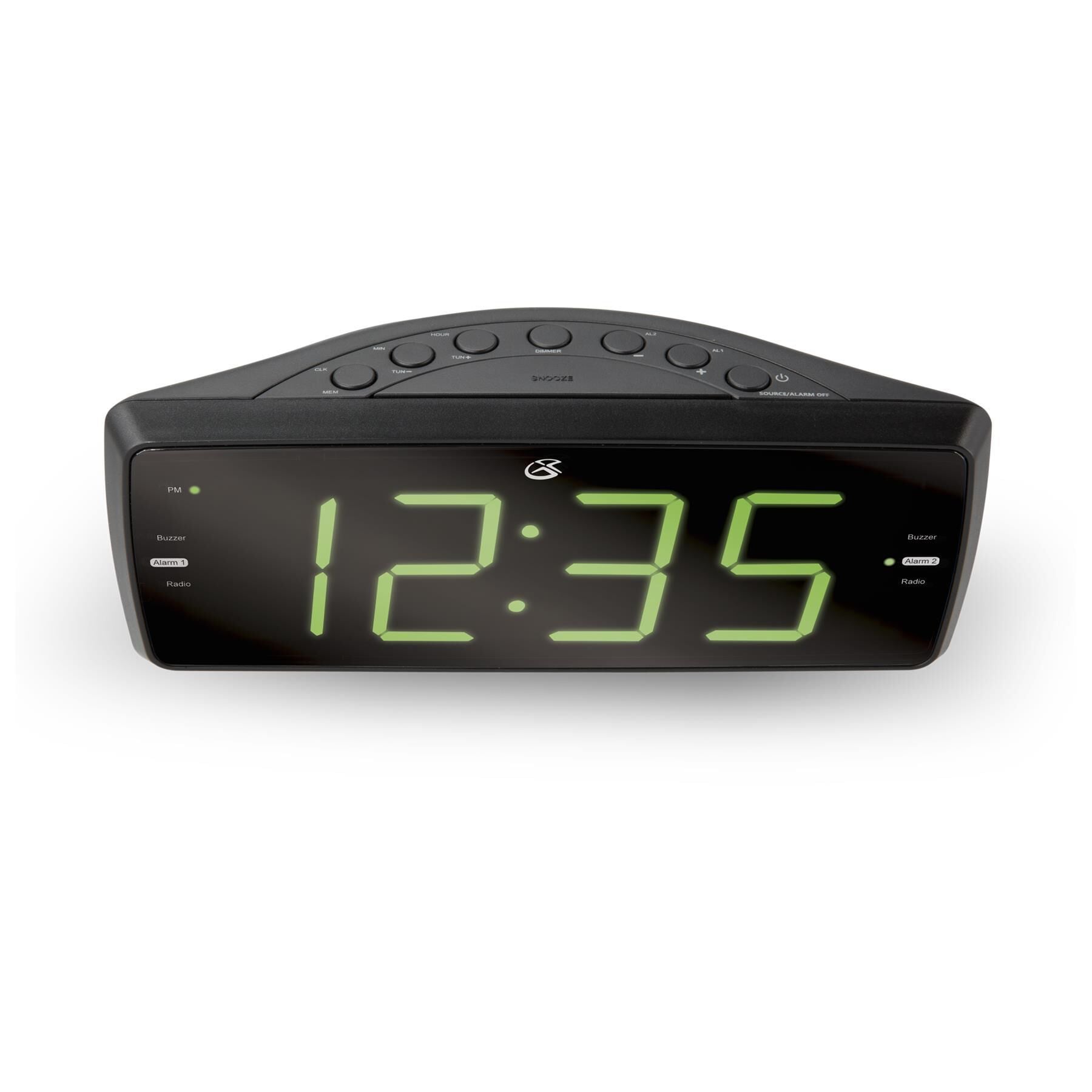 iLive Large Display Dual Alarm Clock Radio in Black, , large