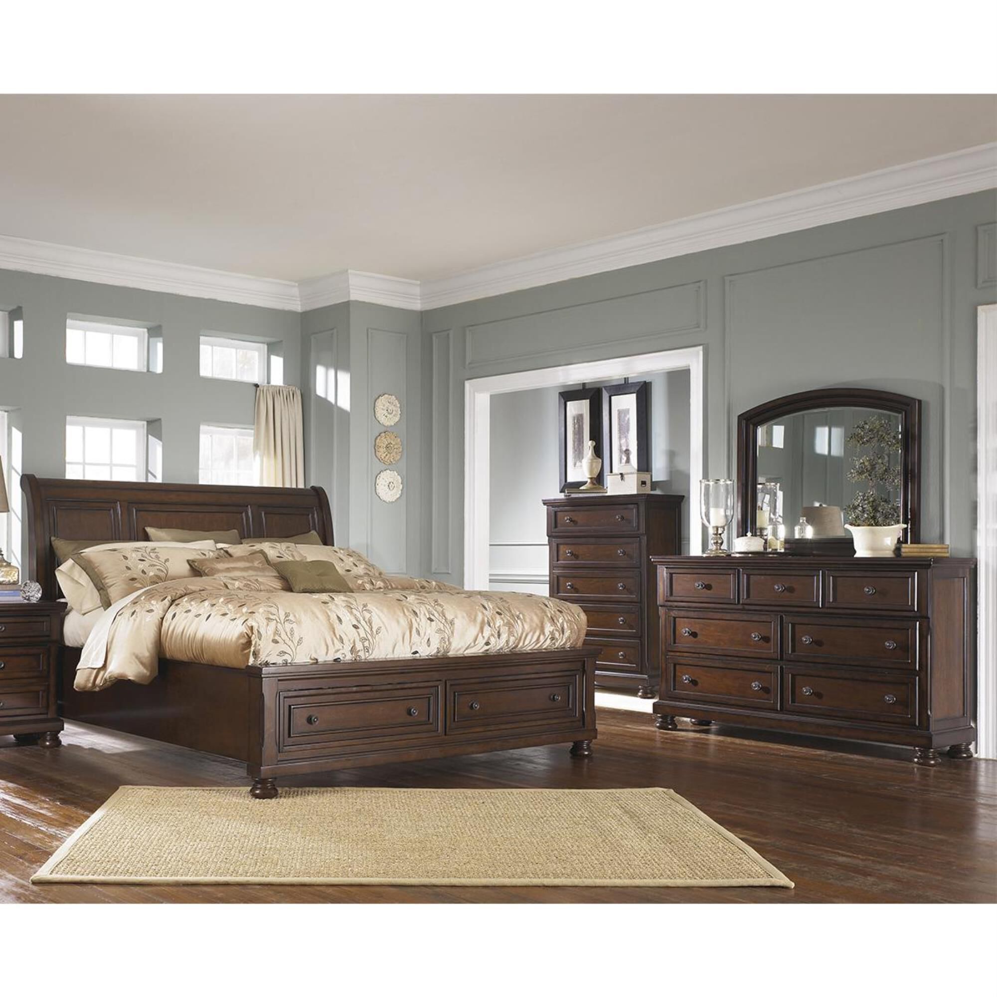 Millenium Porter 4-Piece King Storage Bedroom Set in Rustic Brown, , large