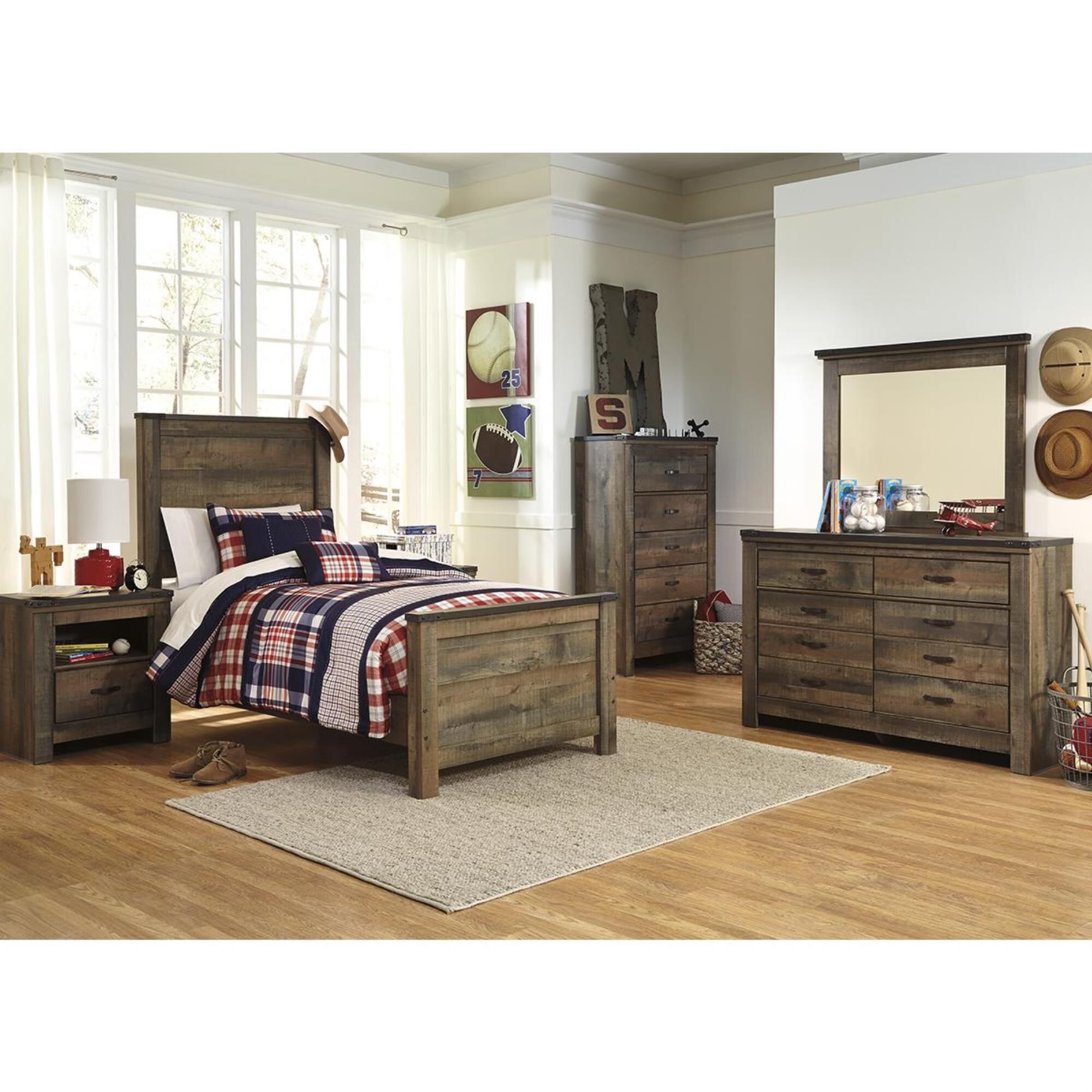 Signature Design by Ashley Trinell Twin Panel Bed in Brown, , large